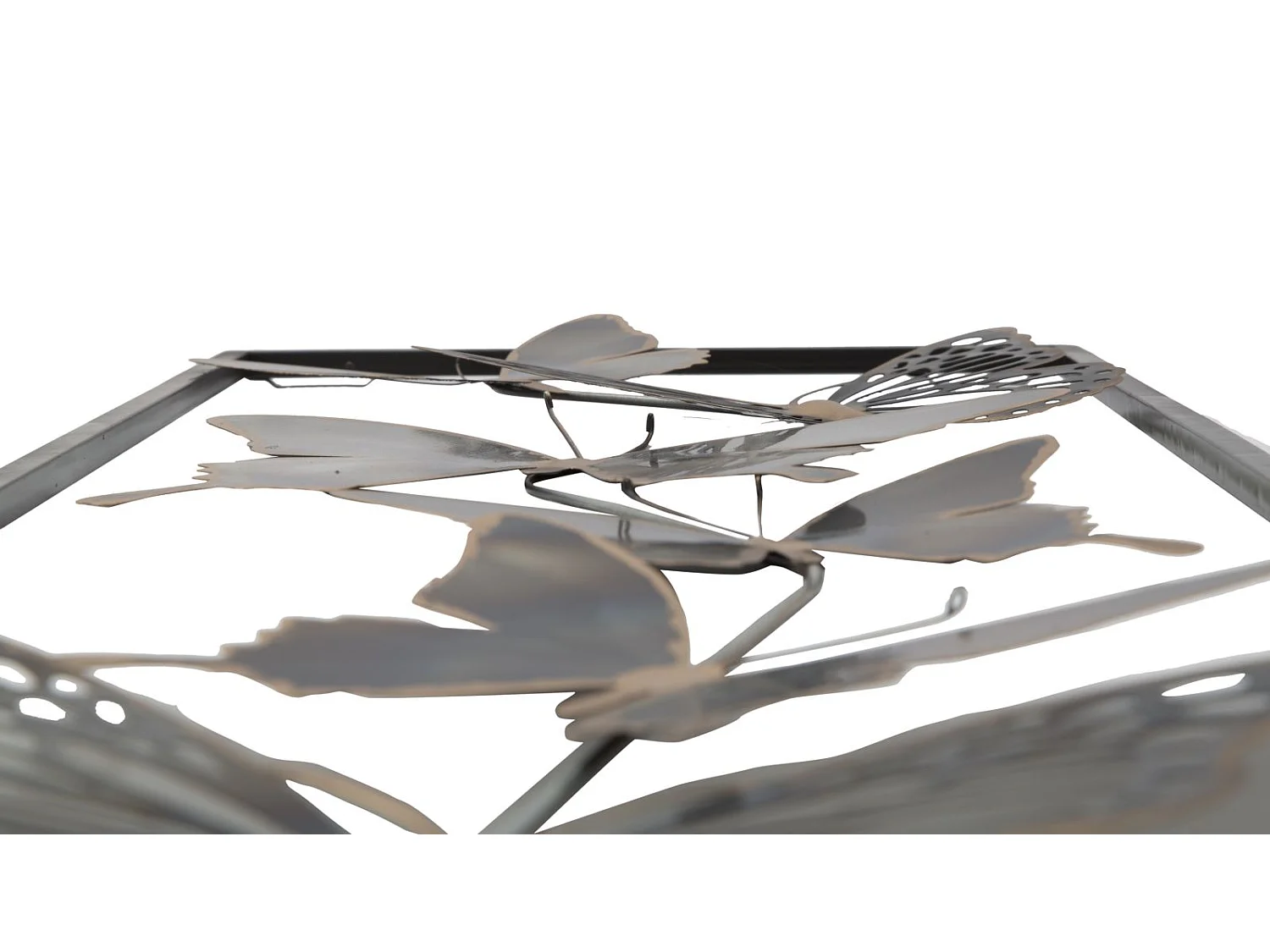 Déco Murale Encadrée en Métal "Papillons" 90cm Argent