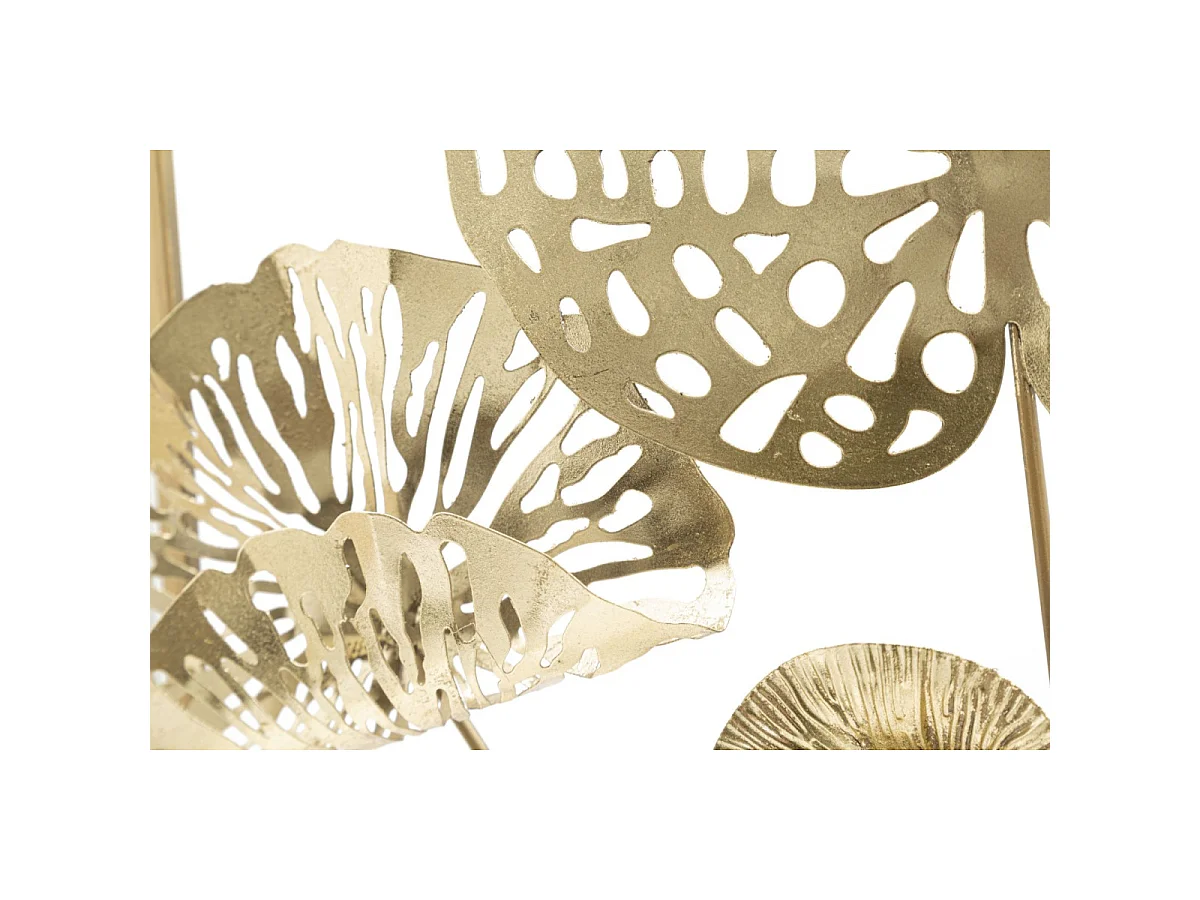 3D-Dekopaneel Blumen und Blätter aus Metall goldfarben 50x5x50 cm