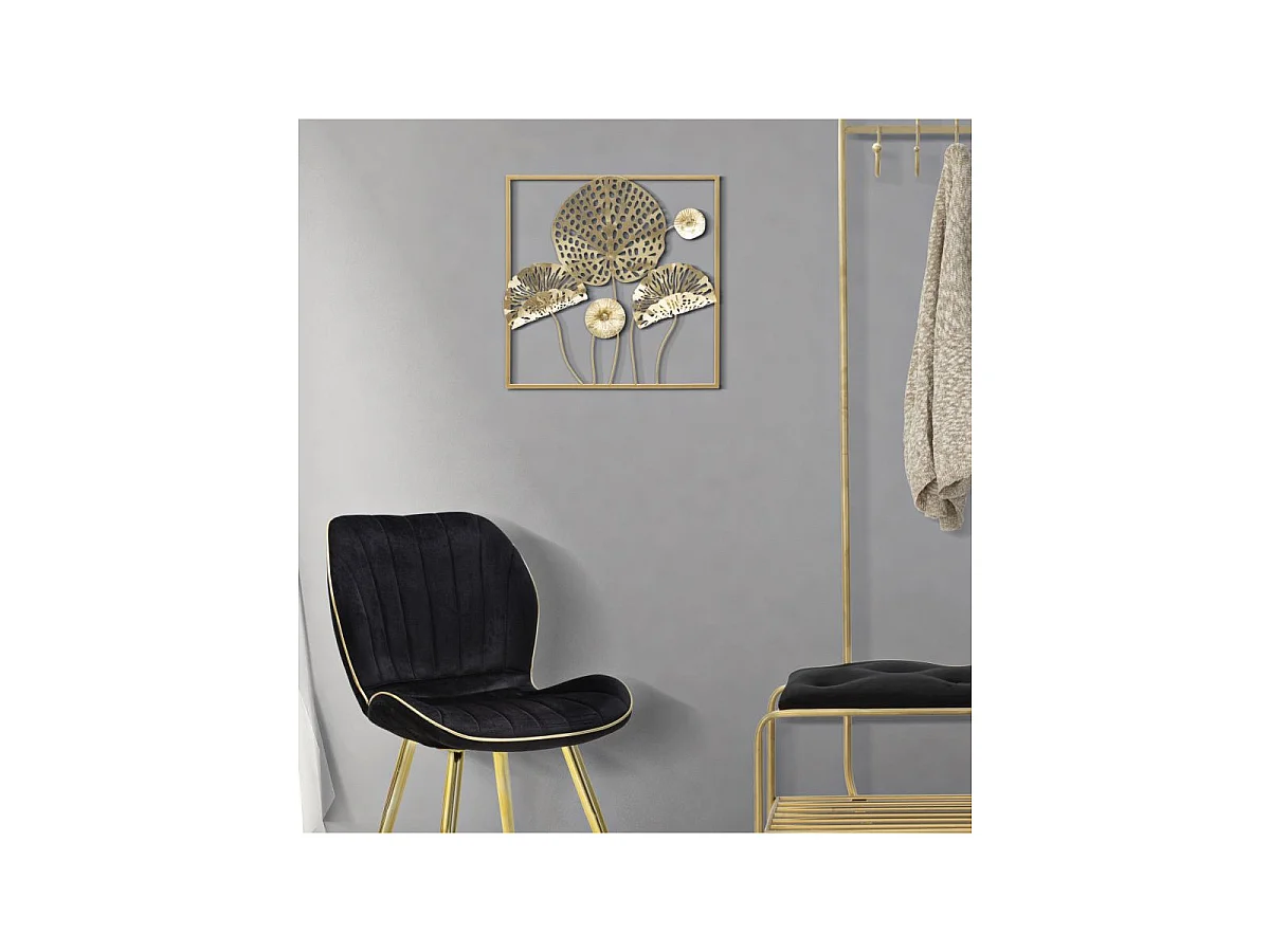 3D-Dekopaneel Blumen und Blätter aus Metall goldfarben 50x5x50 cm
