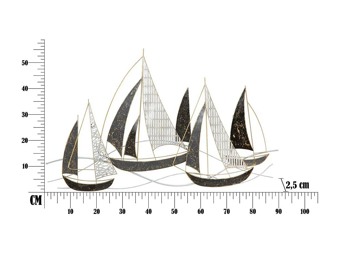 Décoration Murale en Métal "Veliero" 91cm Multicolore