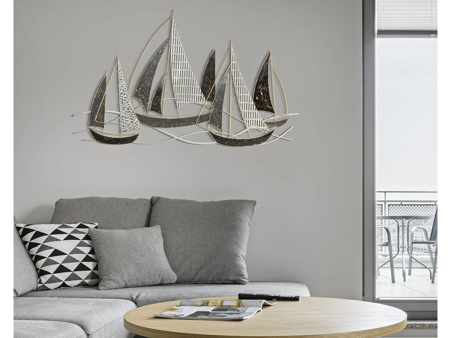 Décoration Murale en Métal "Veliero" 91cm Multicolore