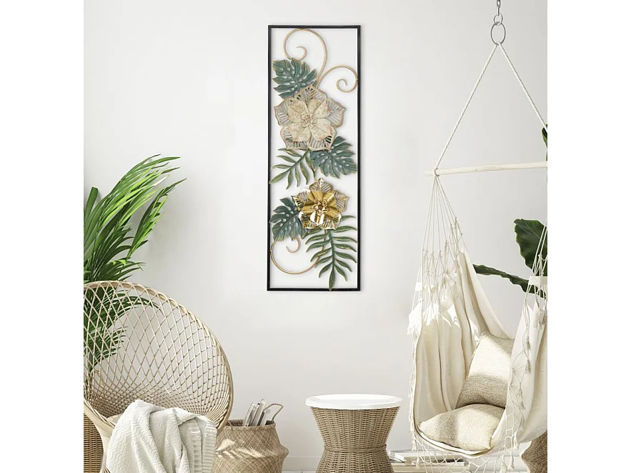 Décoration Murale Encadrée en Métal "Campur" 90cm Multicolore