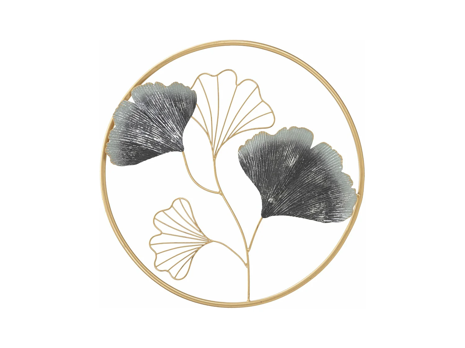 Plaque murale décorative en fer 3D - Motif circulaire avec feuilles - Couleurs pastel et tons dorés - 45,5 x 3,5 cm de diamètre