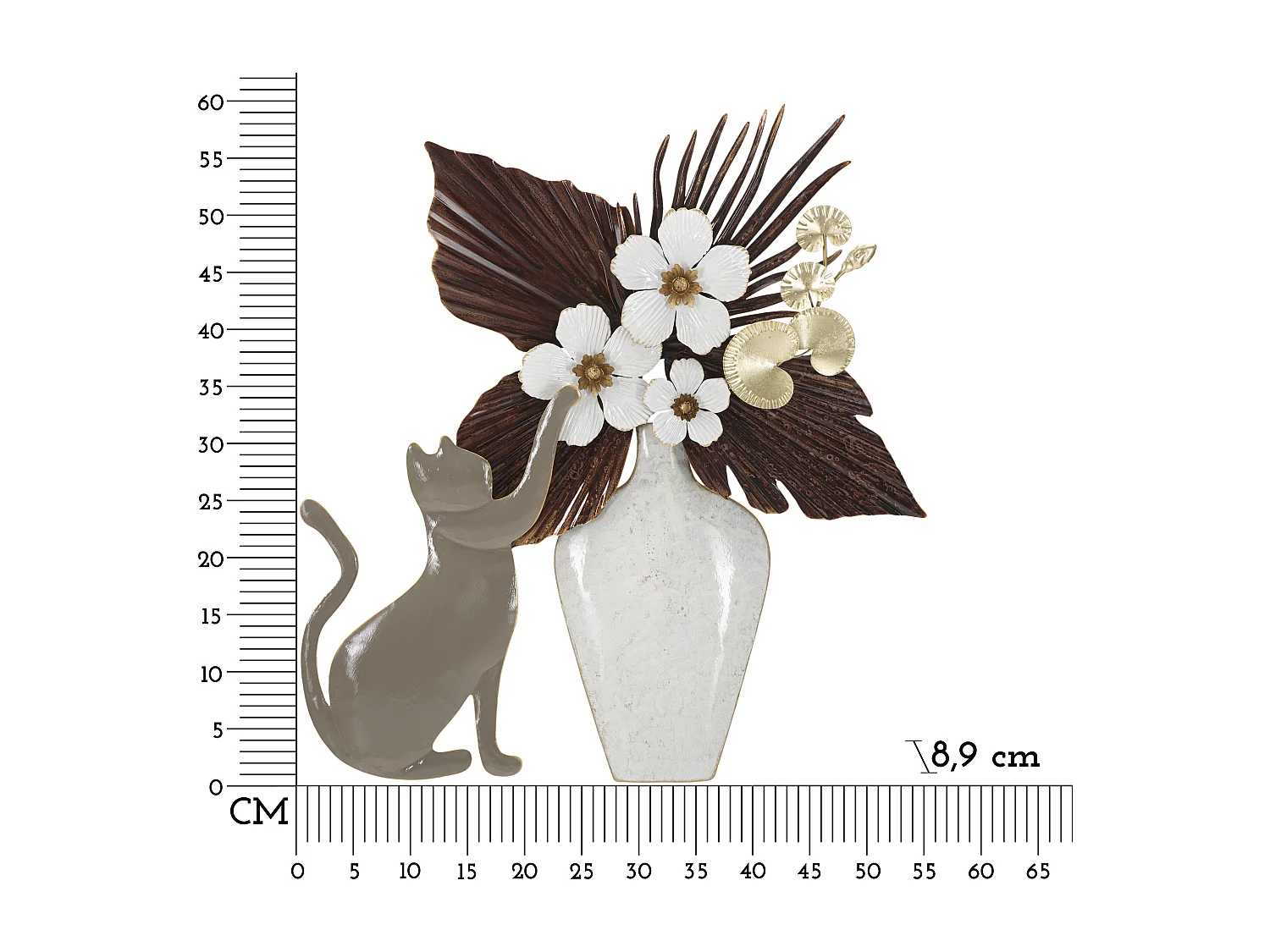 Décoration Murale en Métal "Chat" 59cm Multicolore