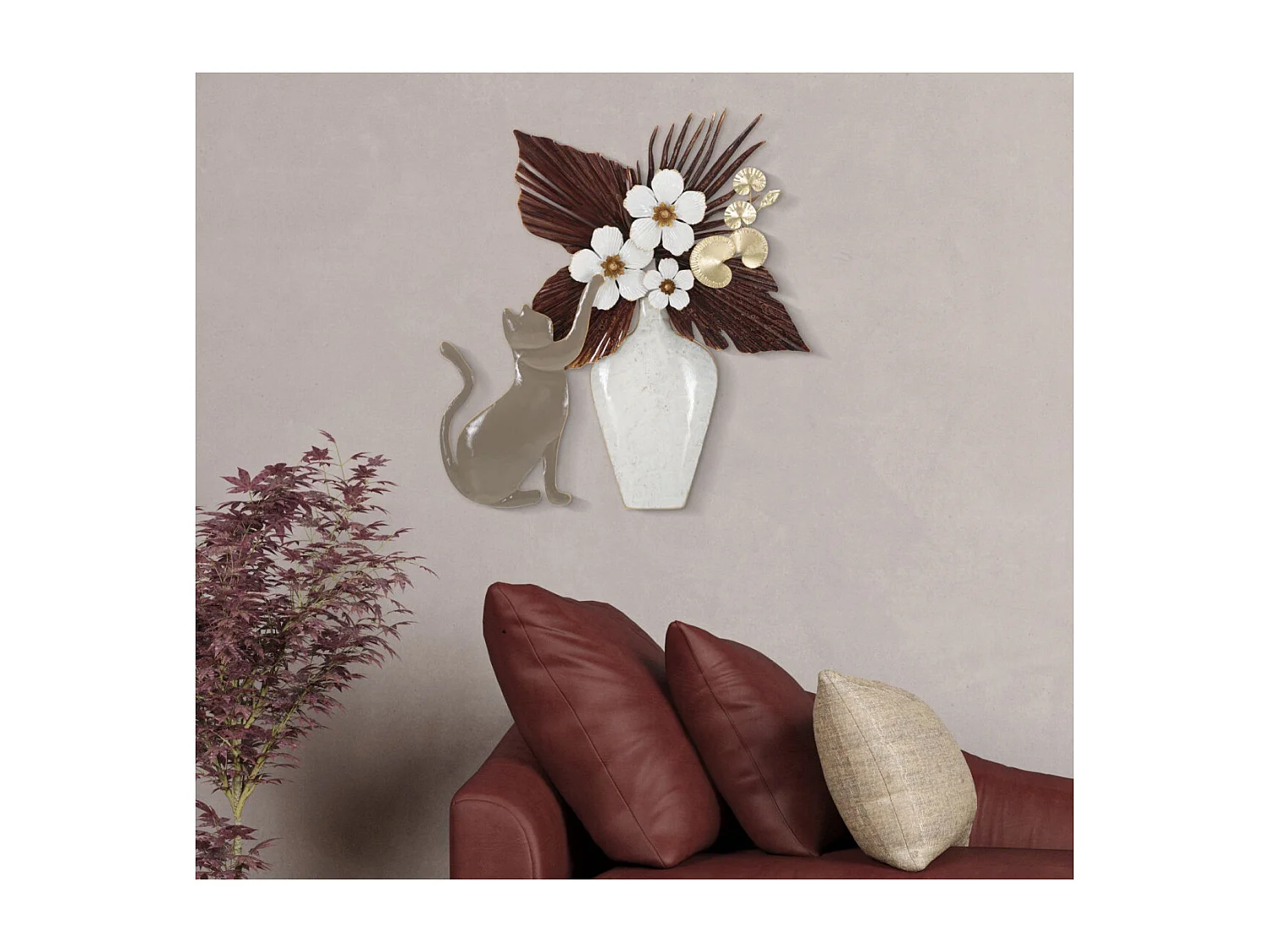 Décoration Murale en Métal "Chat" 59cm Multicolore