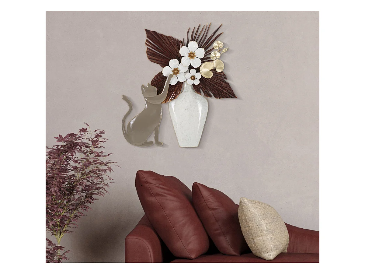 3D-Dekopaneel Vase aus Metall mehrfarbig 54,6x8,9x59,7 cm