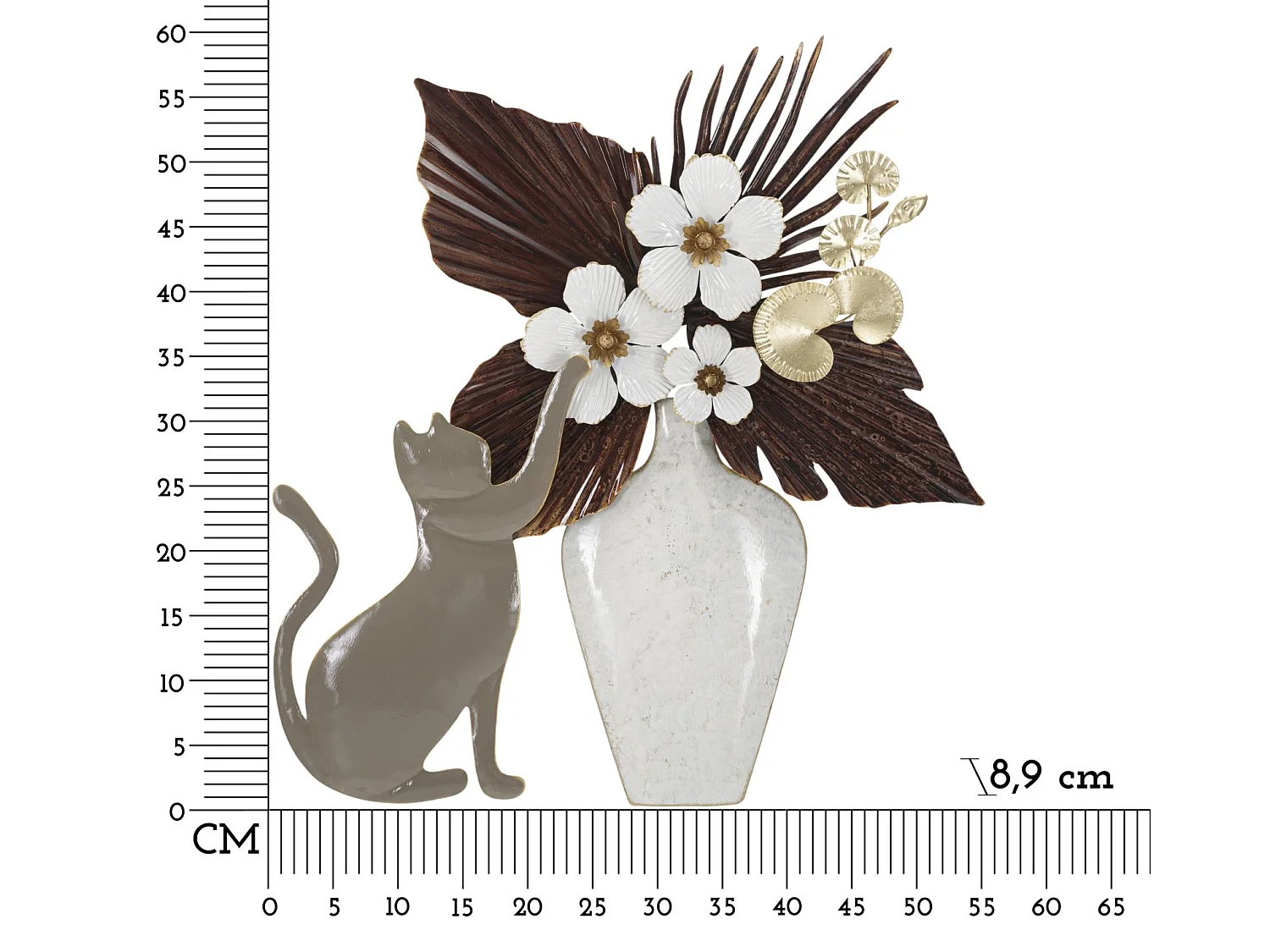3D-Dekopaneel Vase aus Metall mehrfarbig 54,6x8,9x59,7 cm