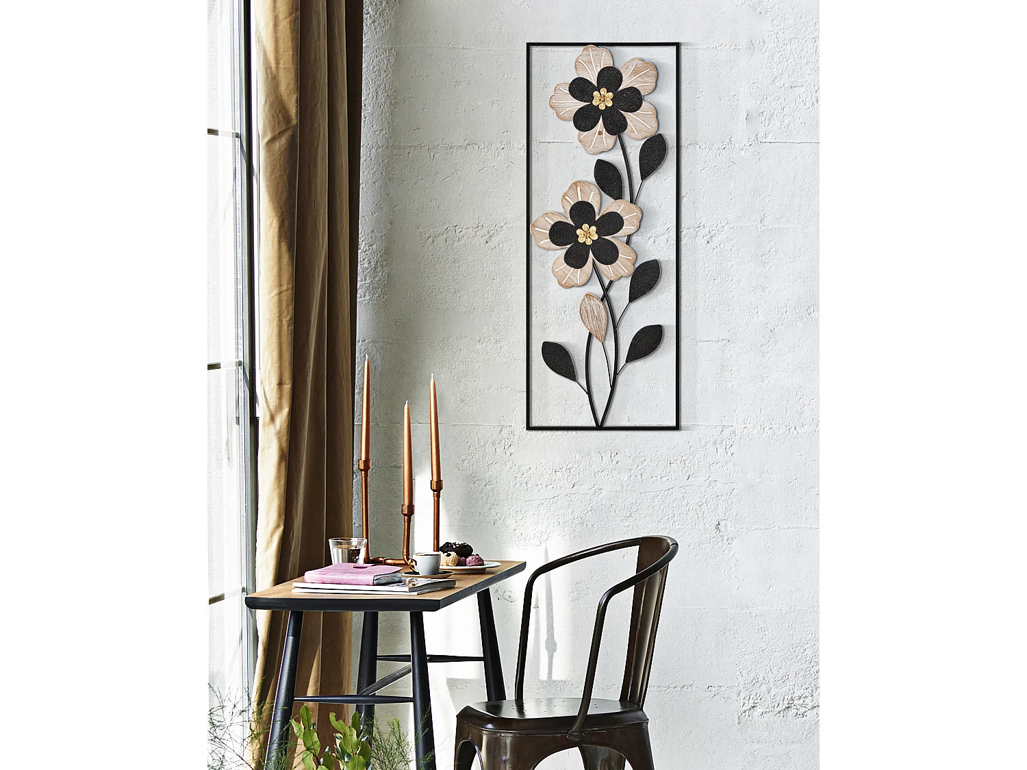 Décoration Murale Encadrée "Divakers" 70cm Noir & Naturel