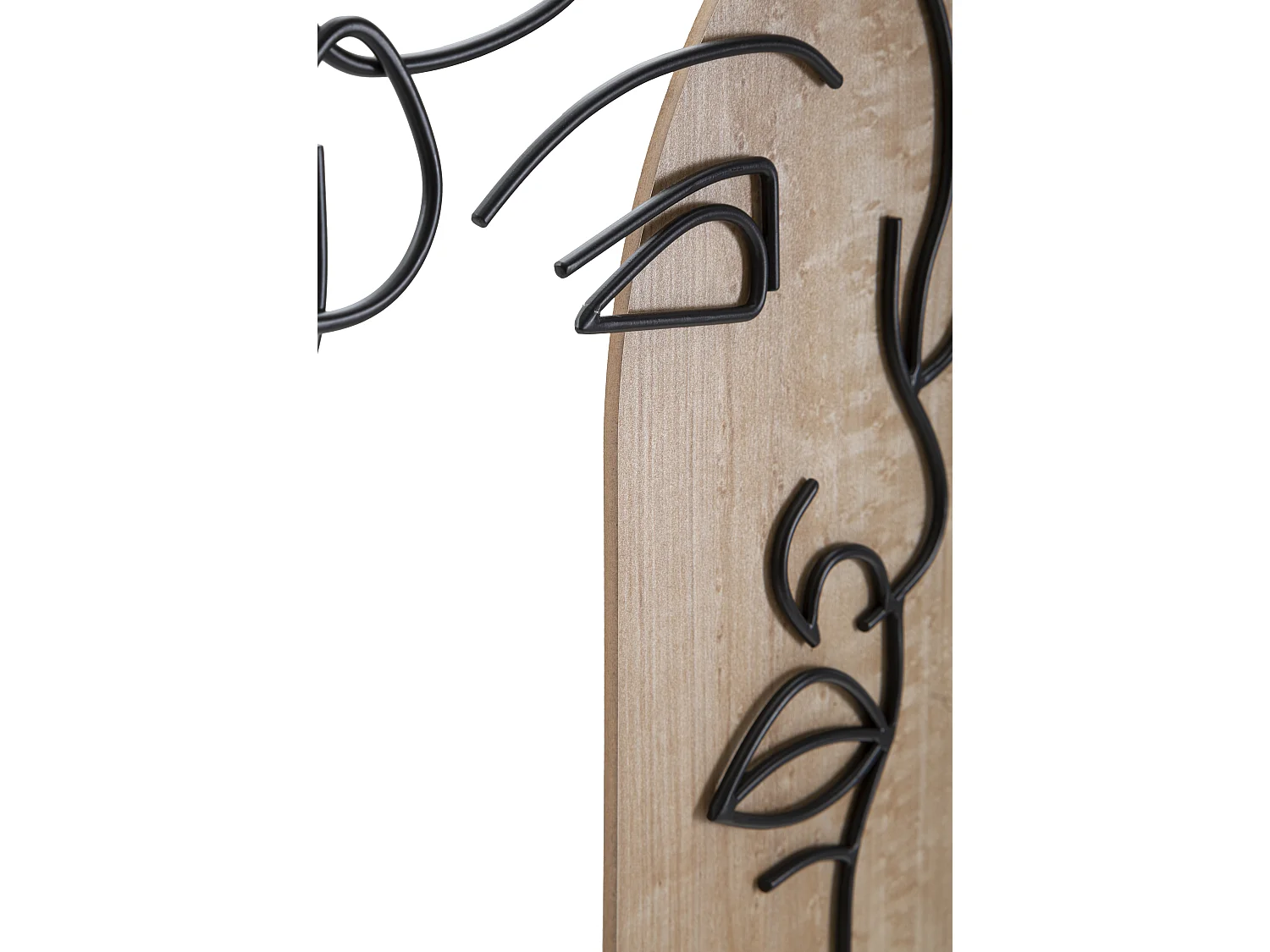 Pannello decorativo 3D in legno nero volto cm 55x2x80