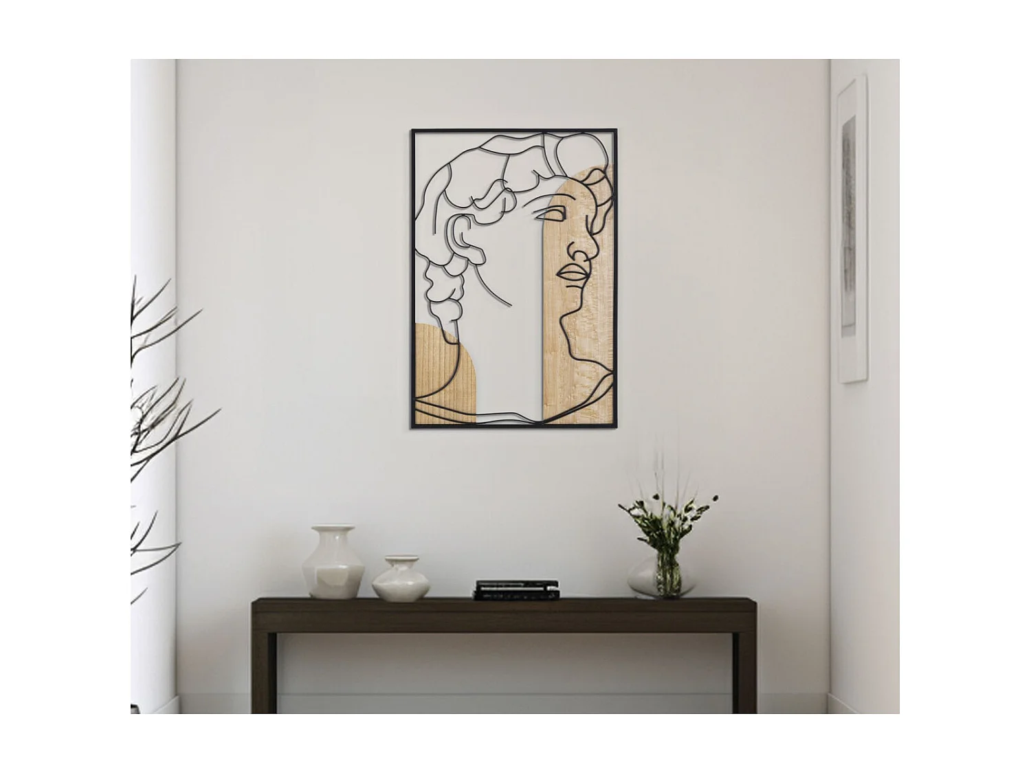 Décoration Murale Encadrée "David Profil" 80cm Naturel & Noir