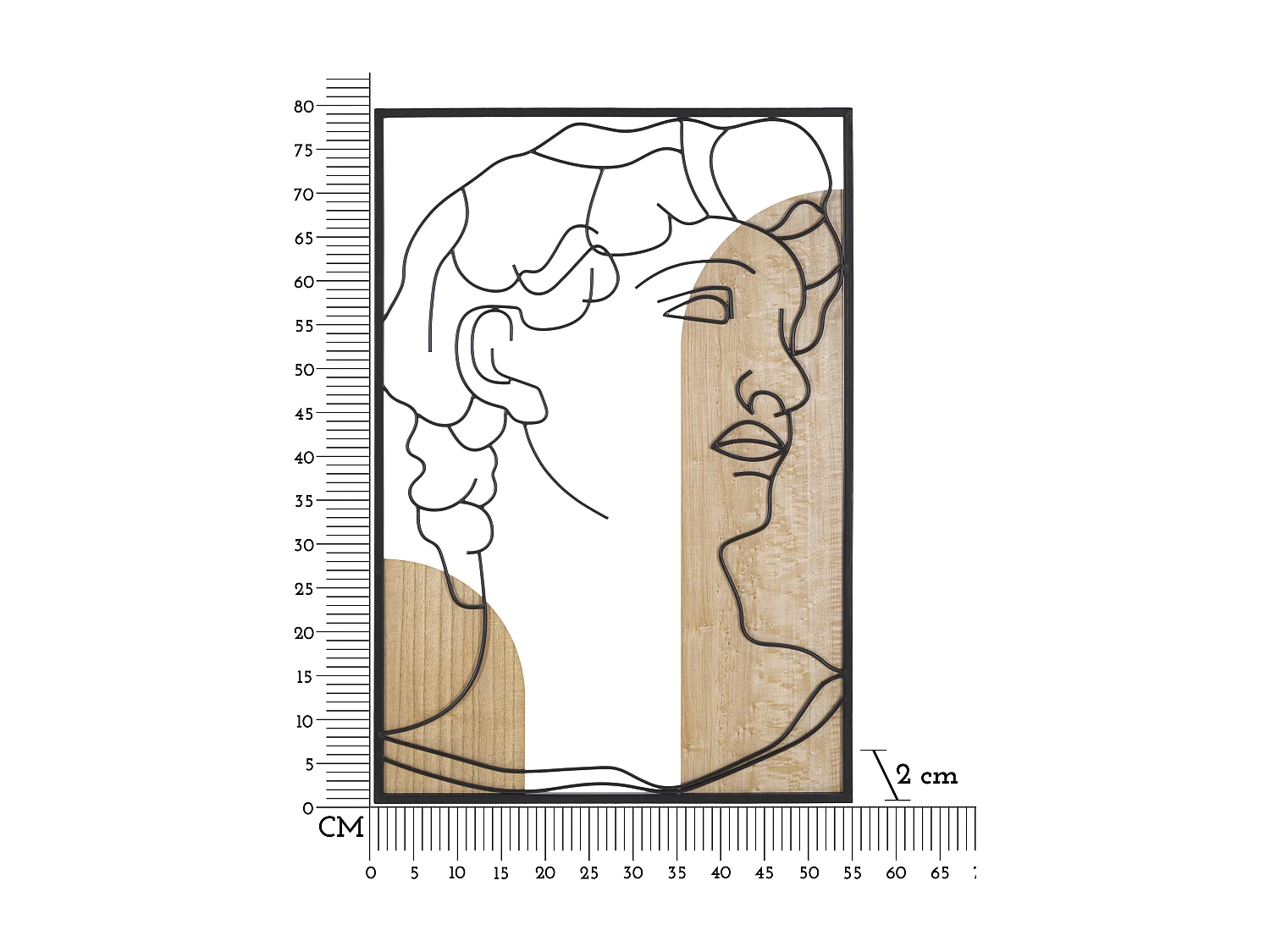 Décoration Murale Encadrée "David Profil" 80cm Naturel & Noir