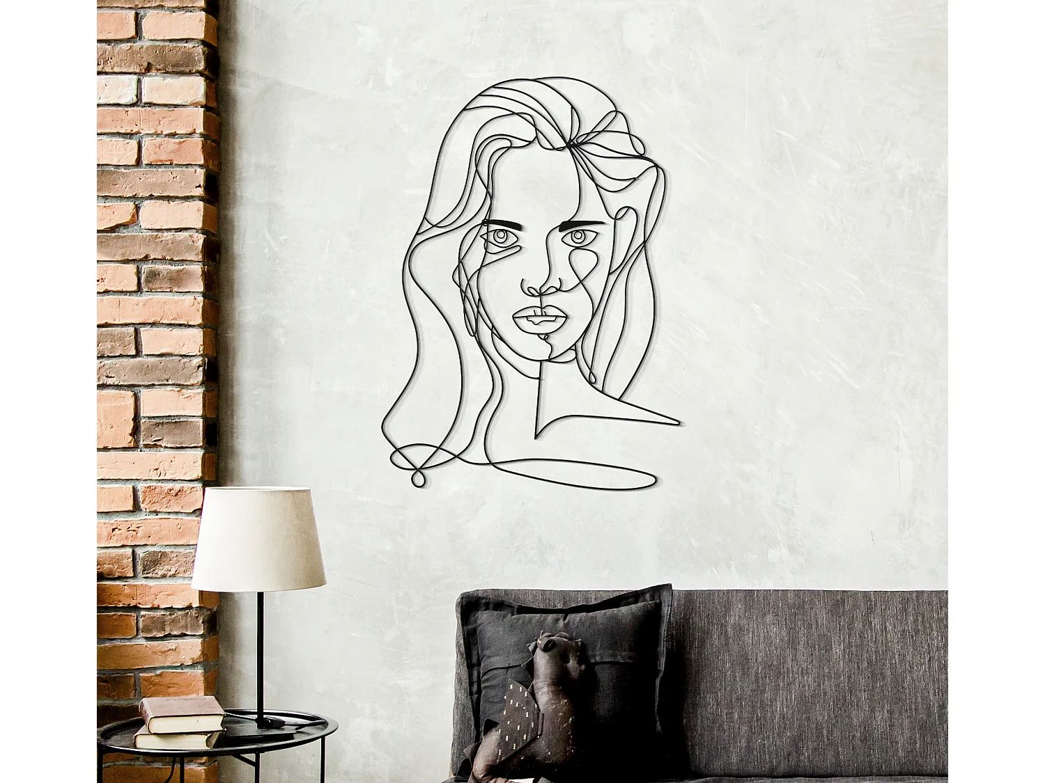 Décoration Murale en Métal "Visage" 80cm Noir