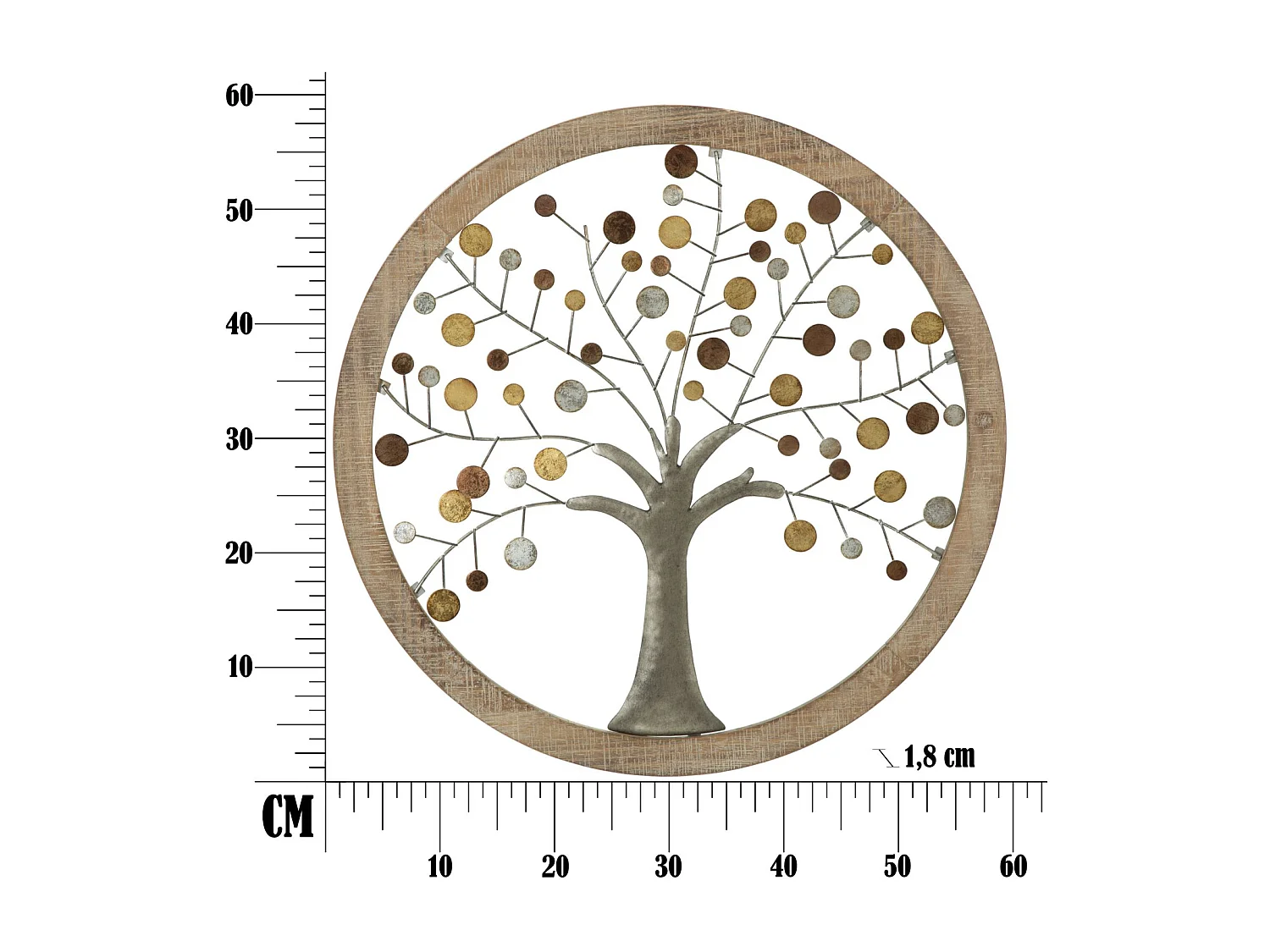 3D decoratief paneel in metaal en veelkleurig hout 59x1,80 cm