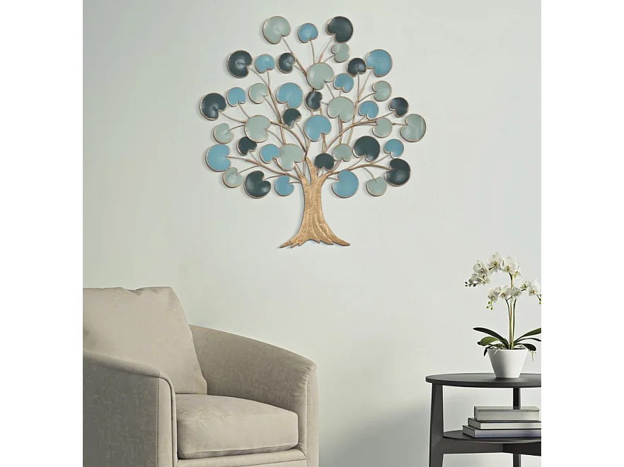 Décoration Murale en Métal "Pommier" 90cm Bleu