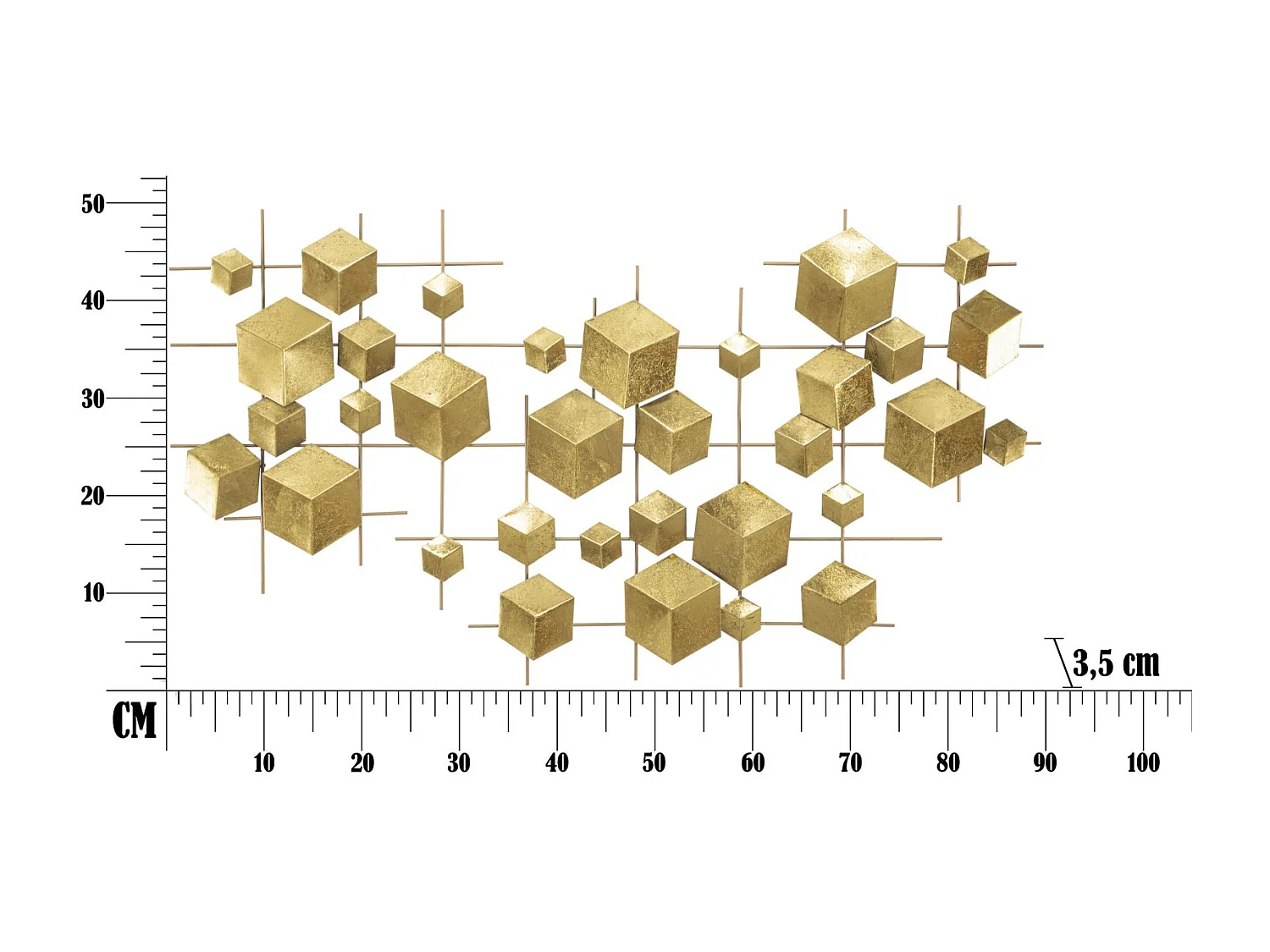 Décoration Murale en Métal "Abstract" 90cm Or