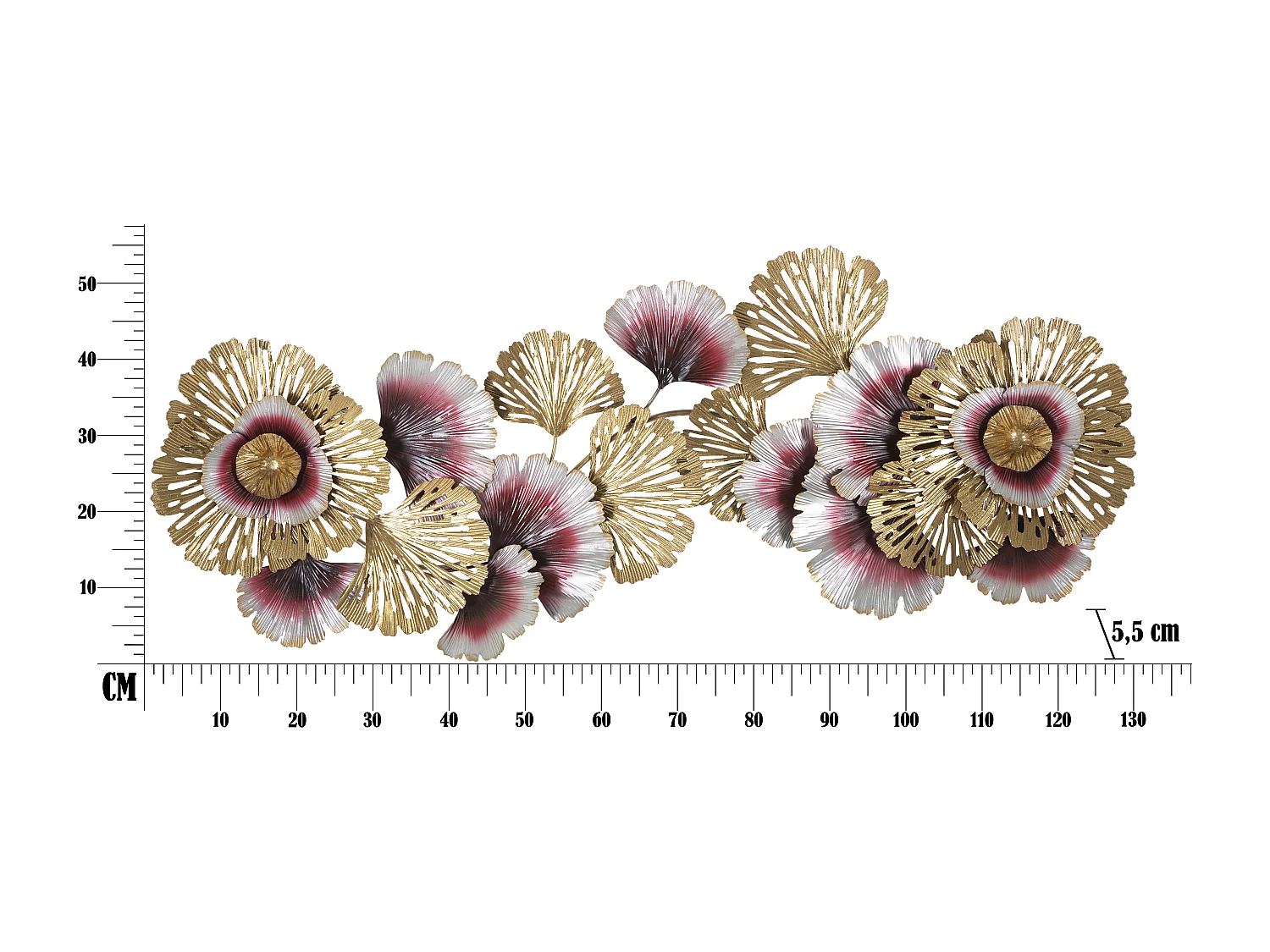 Pannello decorativo 3D in metallo multicolore cm 130x5,5x54