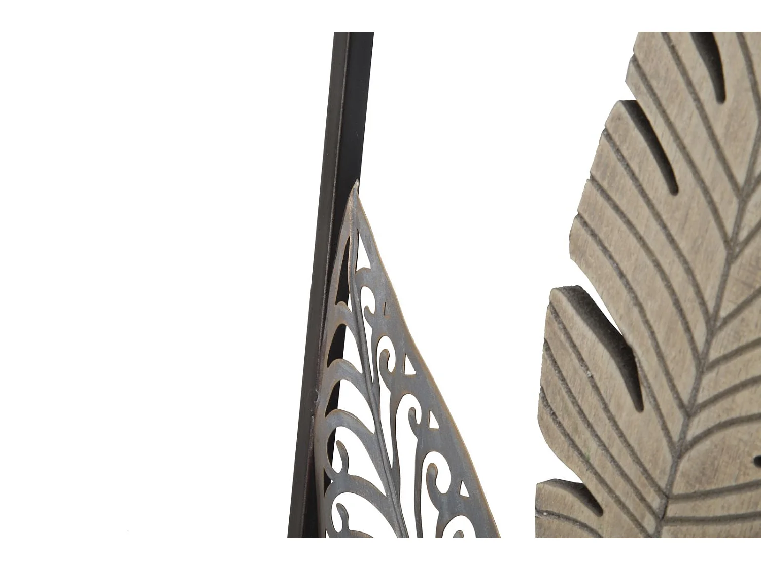 Déco Murale Encadrée en Métal "Foglie" 91cm Argent & Or