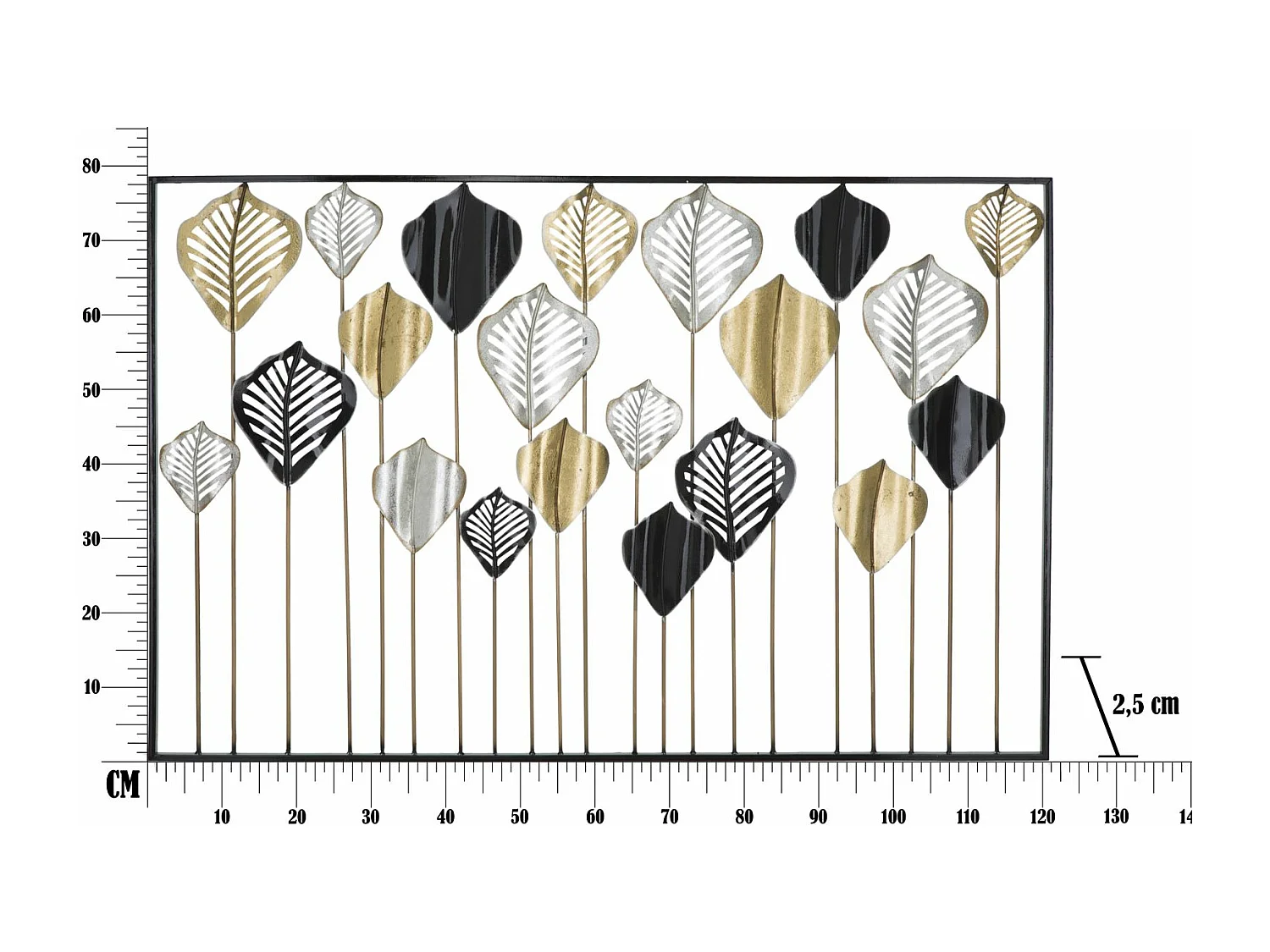 Pannello decorativo 3D in metallo multicolore cm 120x2,5x78,5