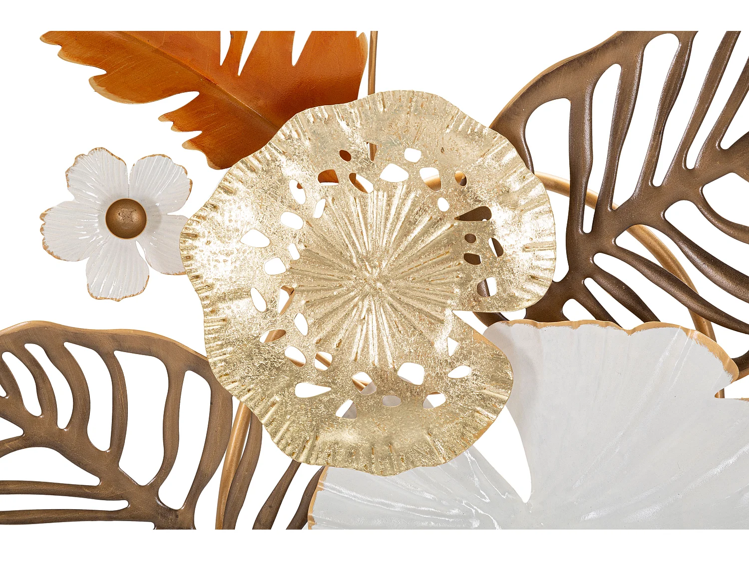 Pannello decorativo 3D foglie in metallo multicolore cm 50,8x7x87