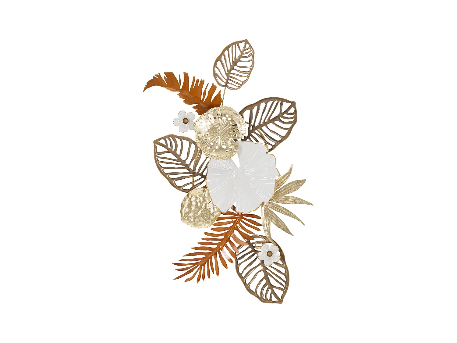 Panneau Décoratif 3D en Métal Bouquet - Panneau Mural avec Feuilles Colorées - 50,8x7x87 cm