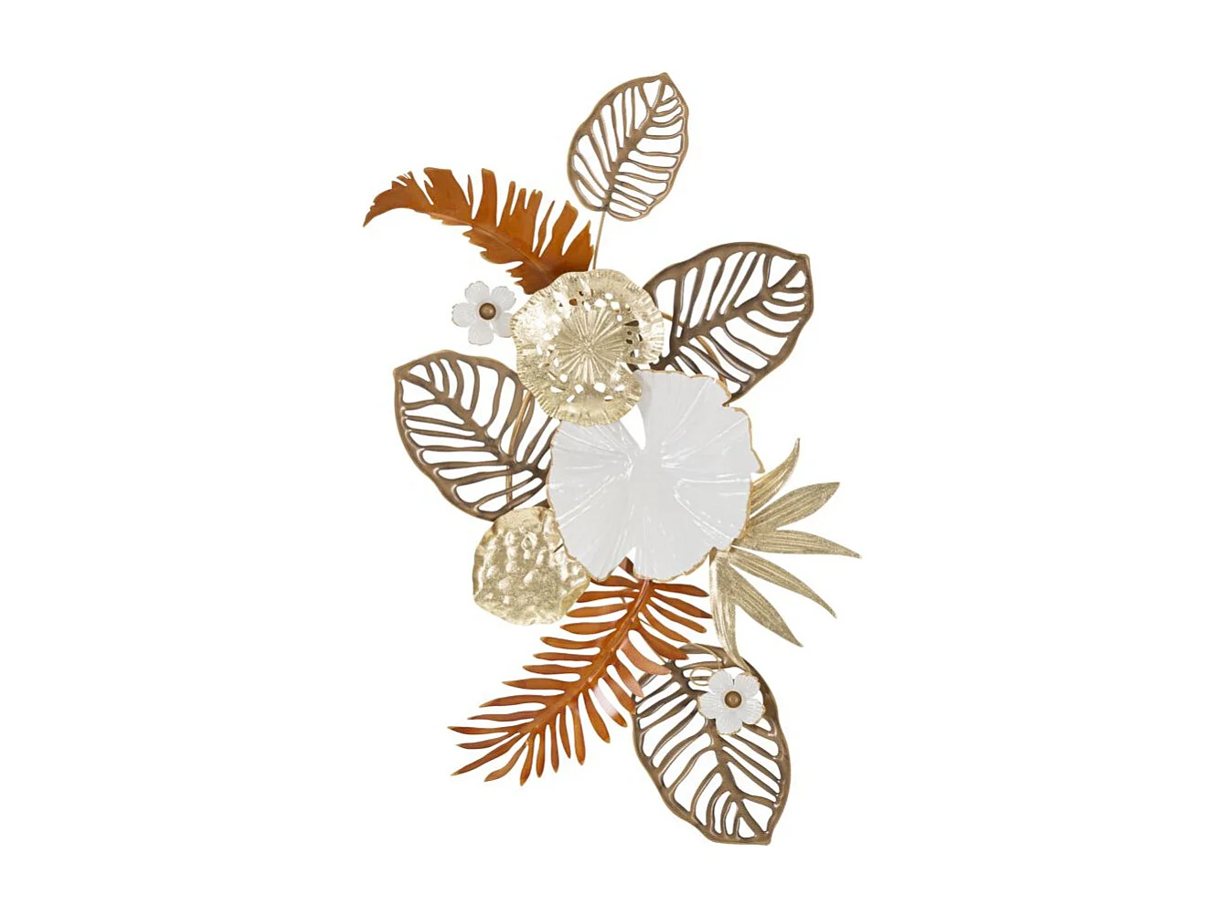 Pannello decorativo 3D foglie in metallo multicolore cm 50,8x7x87