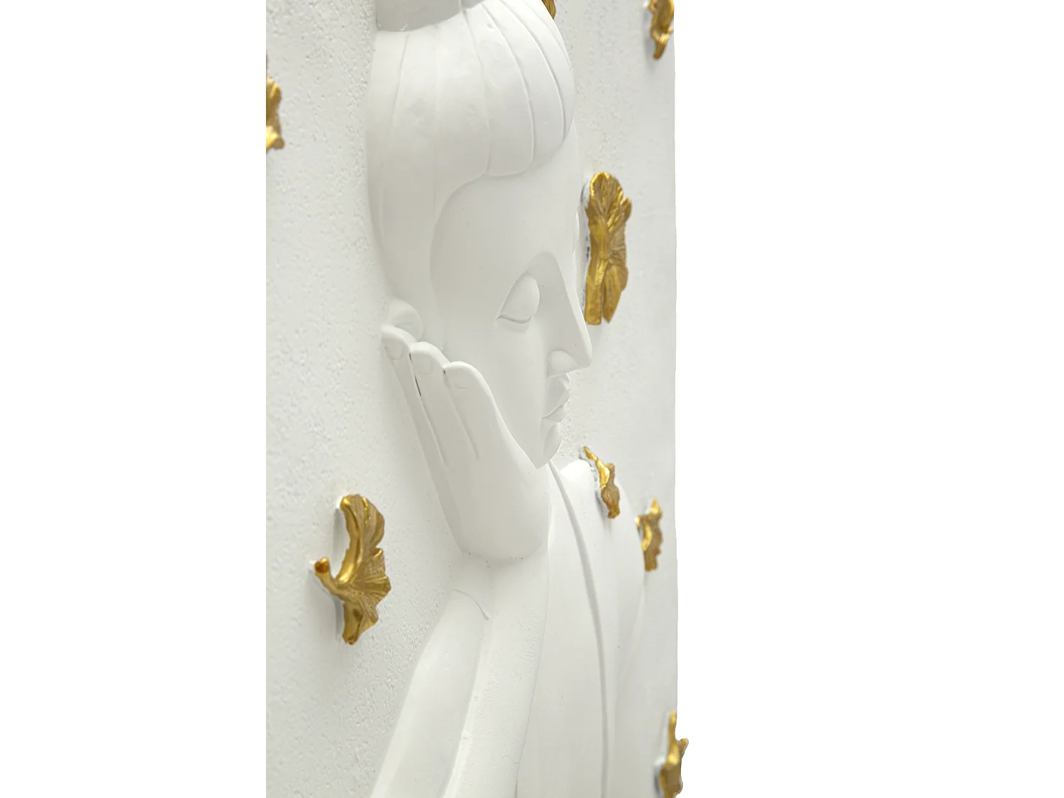 Décoration Murale en Résine "Bouddha" 55cm Blanc & Or