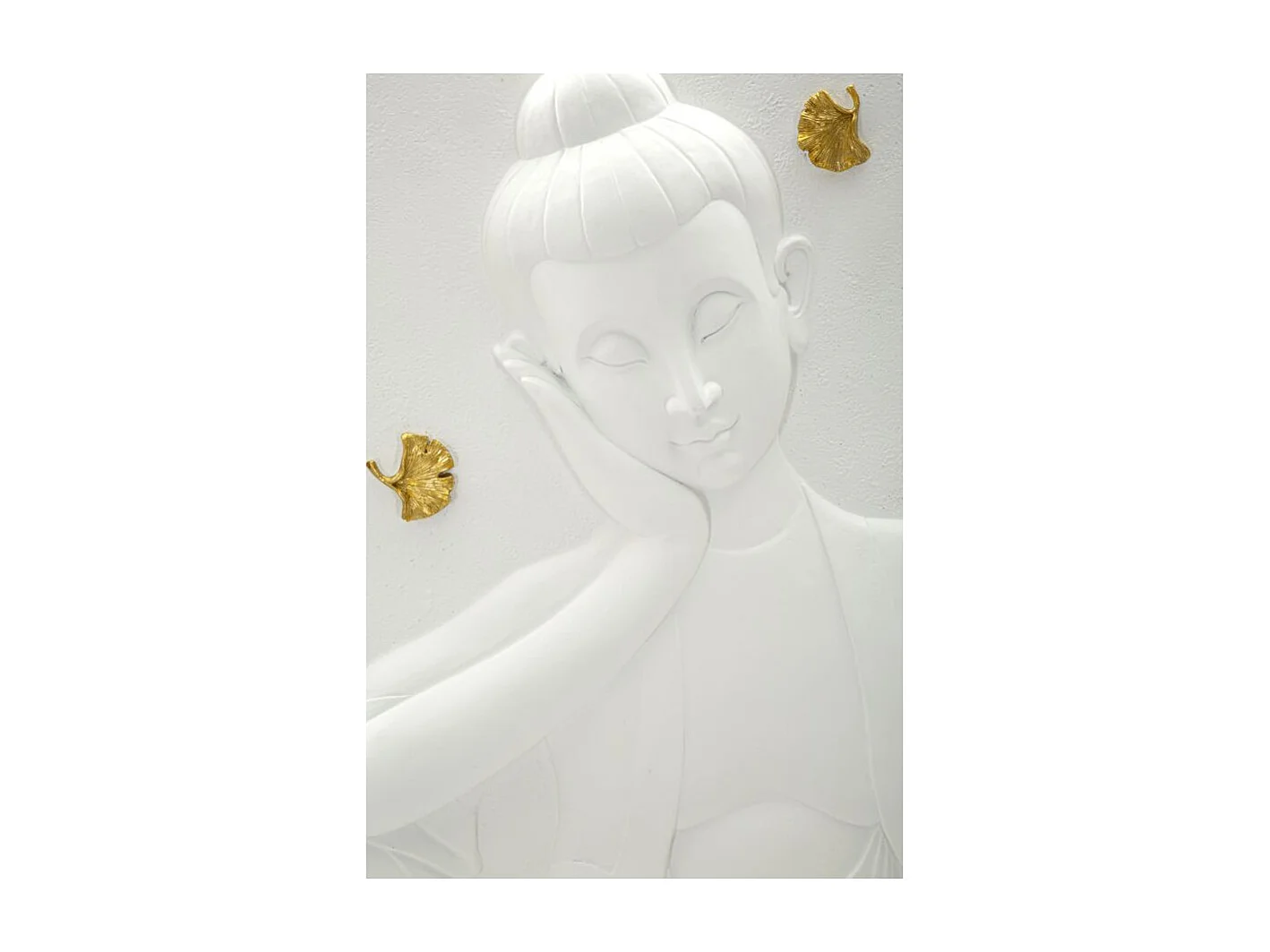 Décoration Murale en Résine "Bouddha" 55cm Blanc & Or