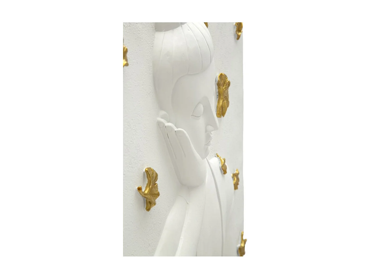 Décoration Murale en Résine "Bouddha" 55cm Blanc & Or