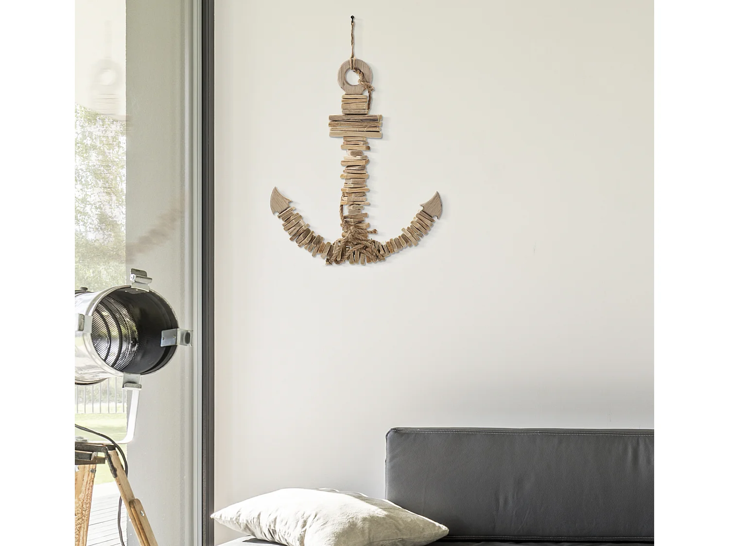 Ancora da appendere in legno marrone cm 39x7x46