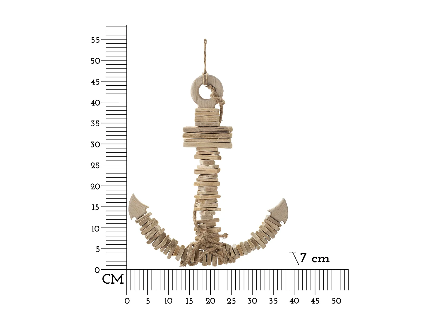 Décoration Murale en Bois à Suspendre "Ancre" 46cm Naturel