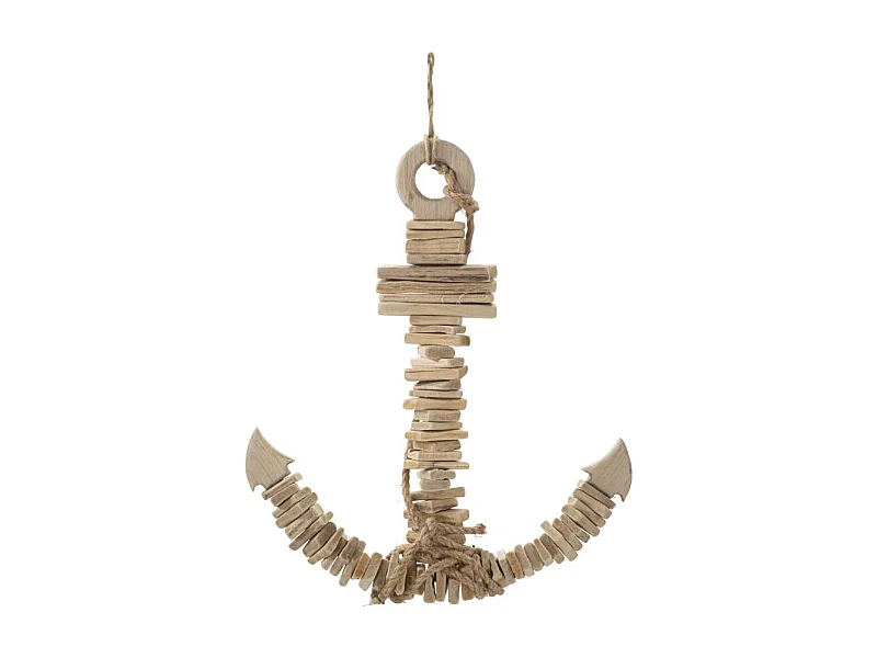 Décoration Murale en Bois à Suspendre "Ancre" 46cm Naturel