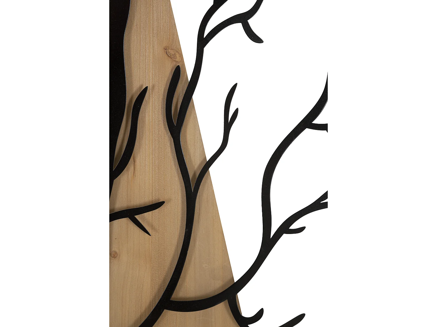 Lot de 4 Décorations Murales Encadrées "Arbre" 200cm Noir & Naturel