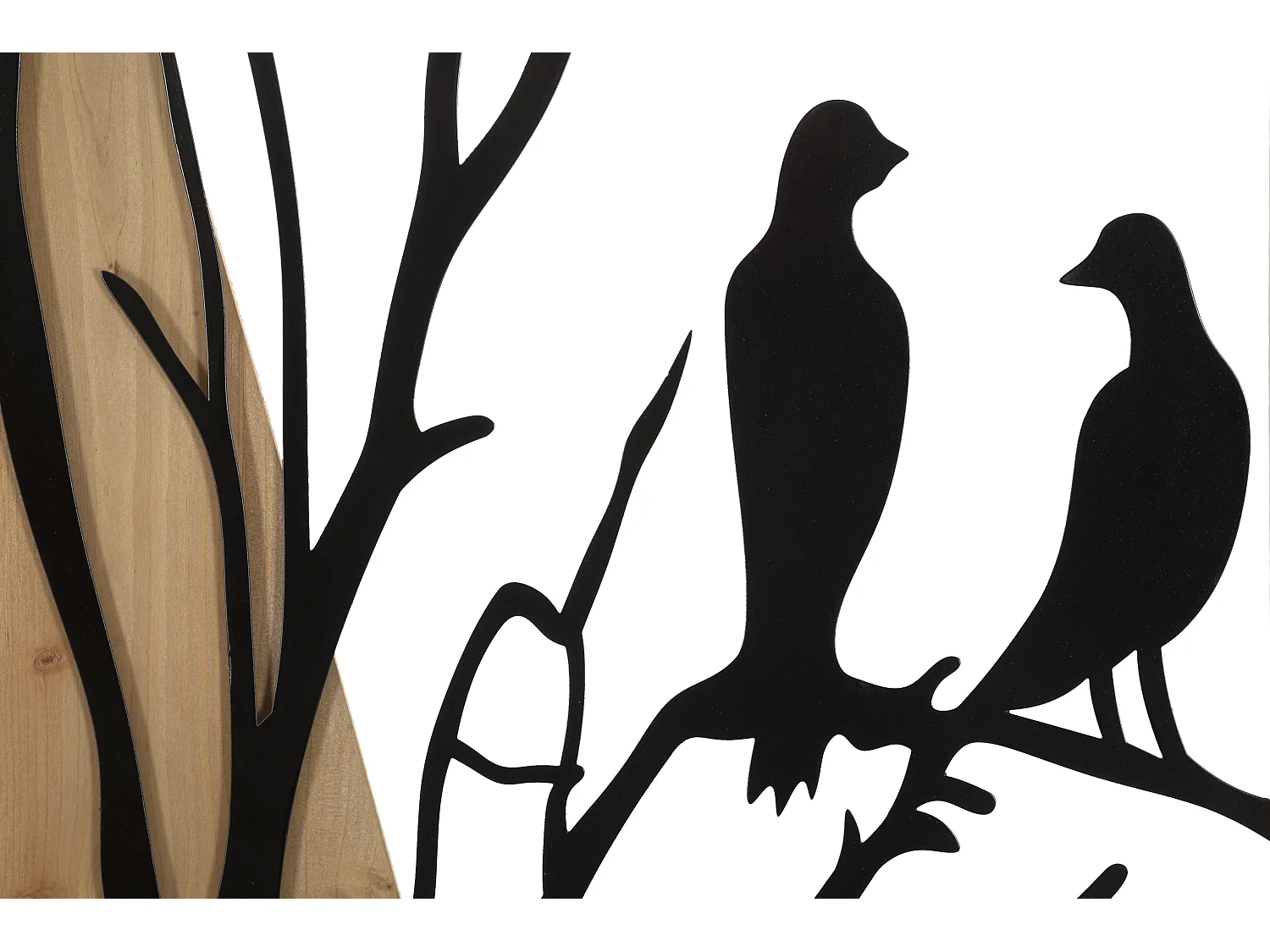 Lot de 4 Décorations Murales Encadrées "Arbre" 200cm Noir & Naturel