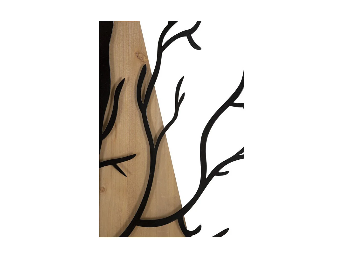 Lot de 4 Décorations Murales Encadrées "Arbre" 200cm Noir & Naturel