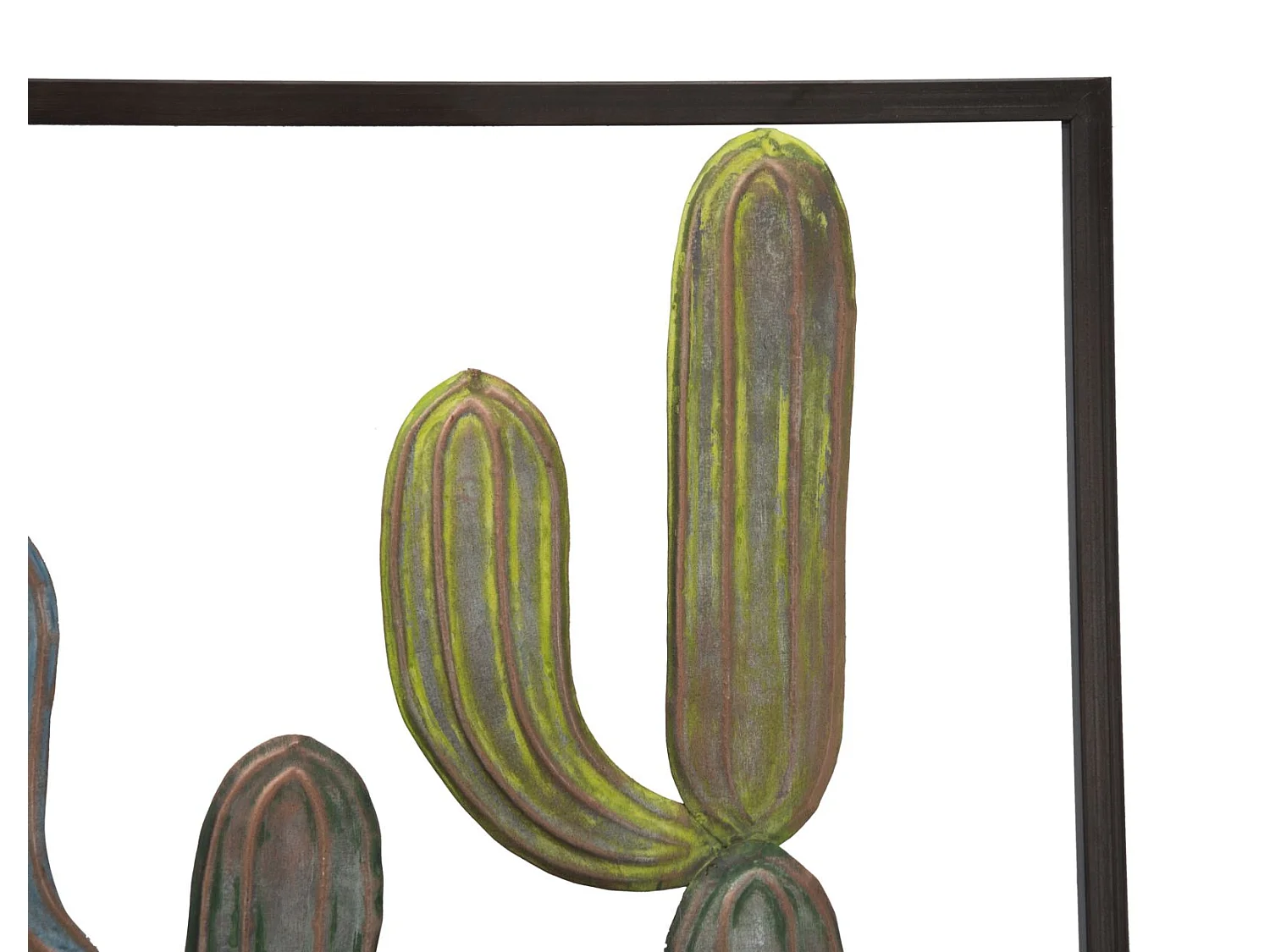 Déco Murale Encadrée en Métal "Cactus" 50cm Multicolore