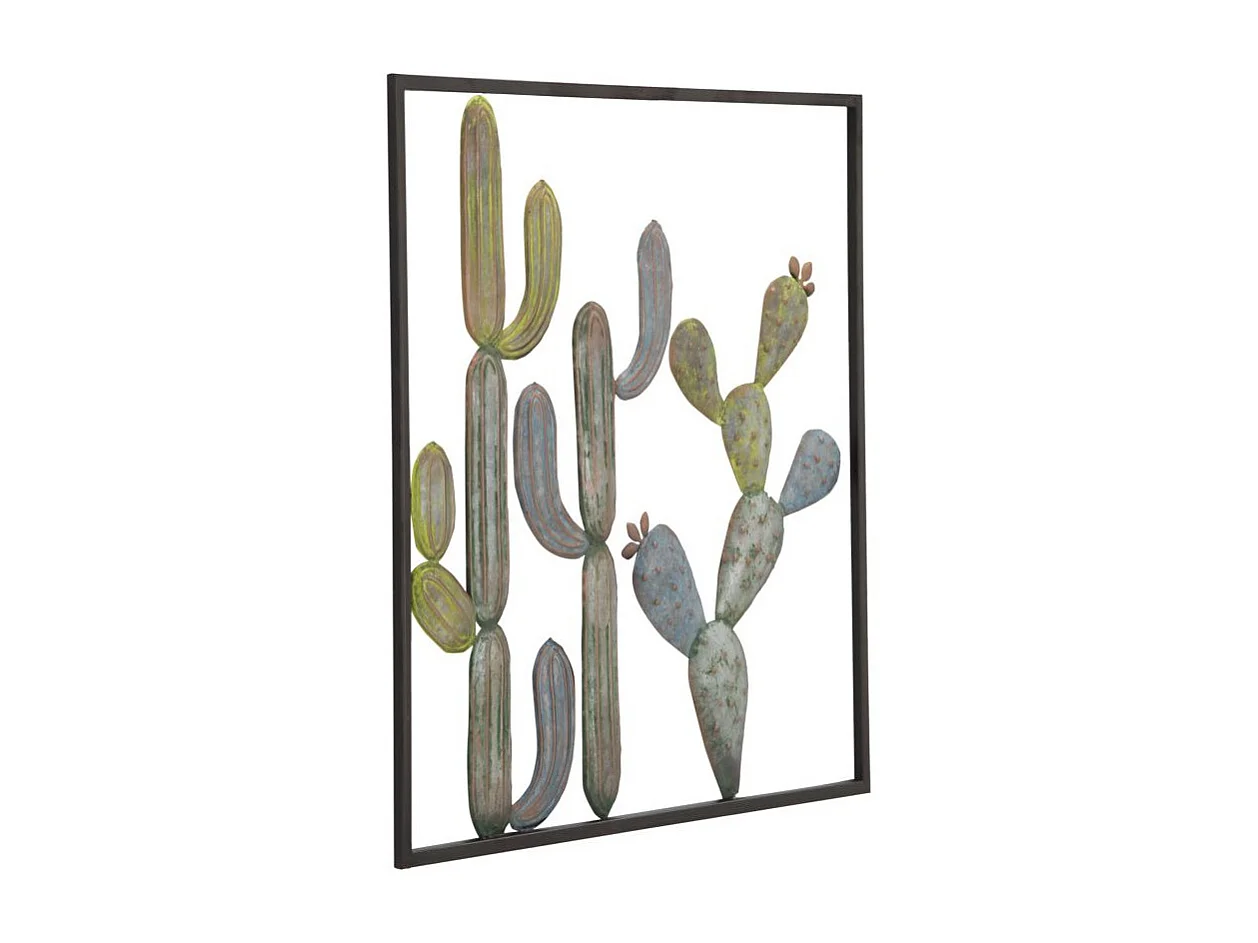 3D decoratief paneel in veelkleurig metaal met cactus 50x1,3x50 cm