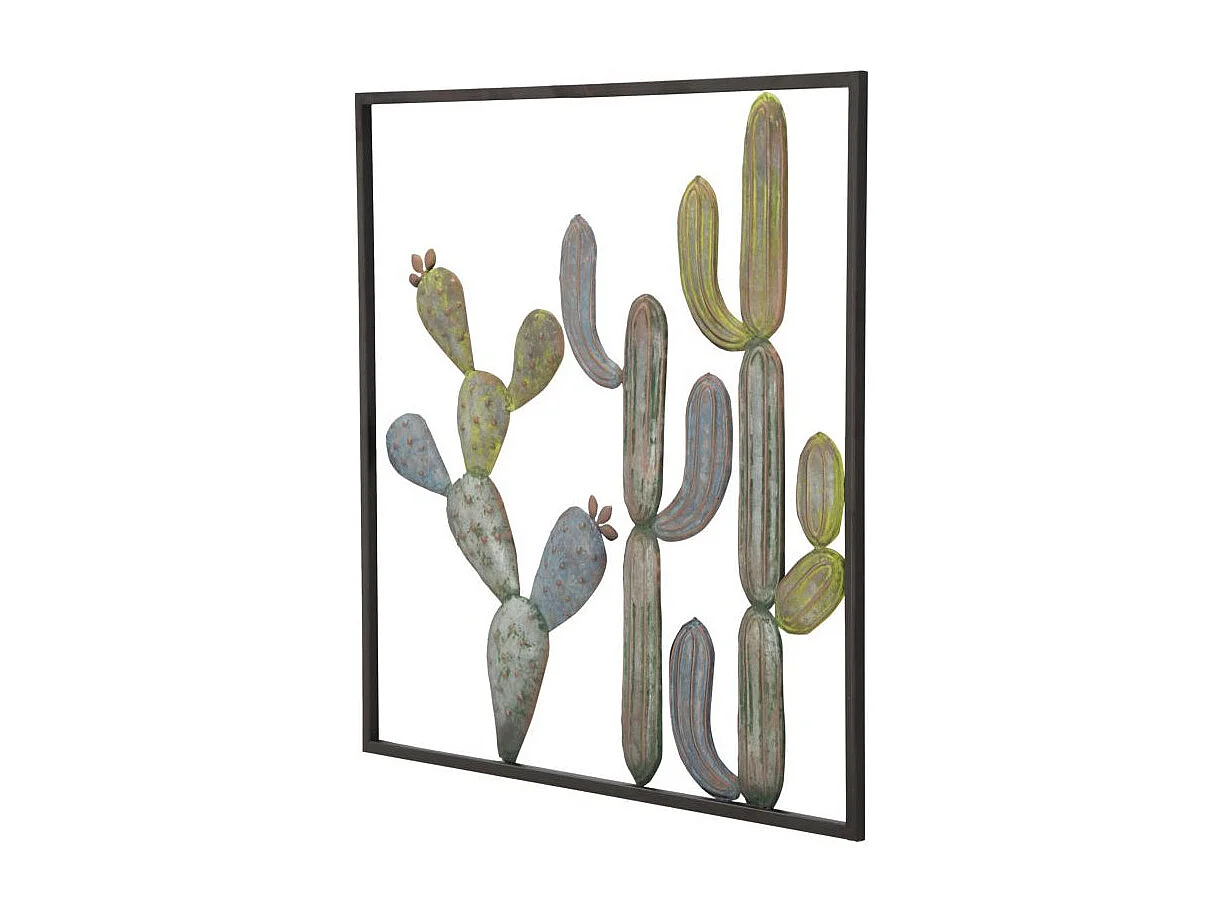 3D decoratief paneel in veelkleurig metaal met cactus 50x1,3x50 cm