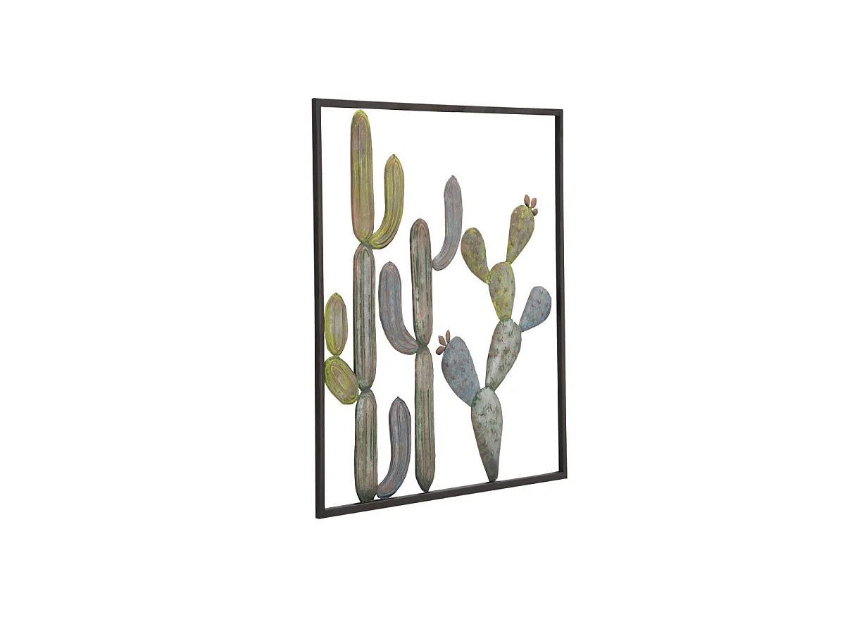 3D-Dekopaneel aus Metall mehrfarbig mit Kakteen 50x1,3x50 cm