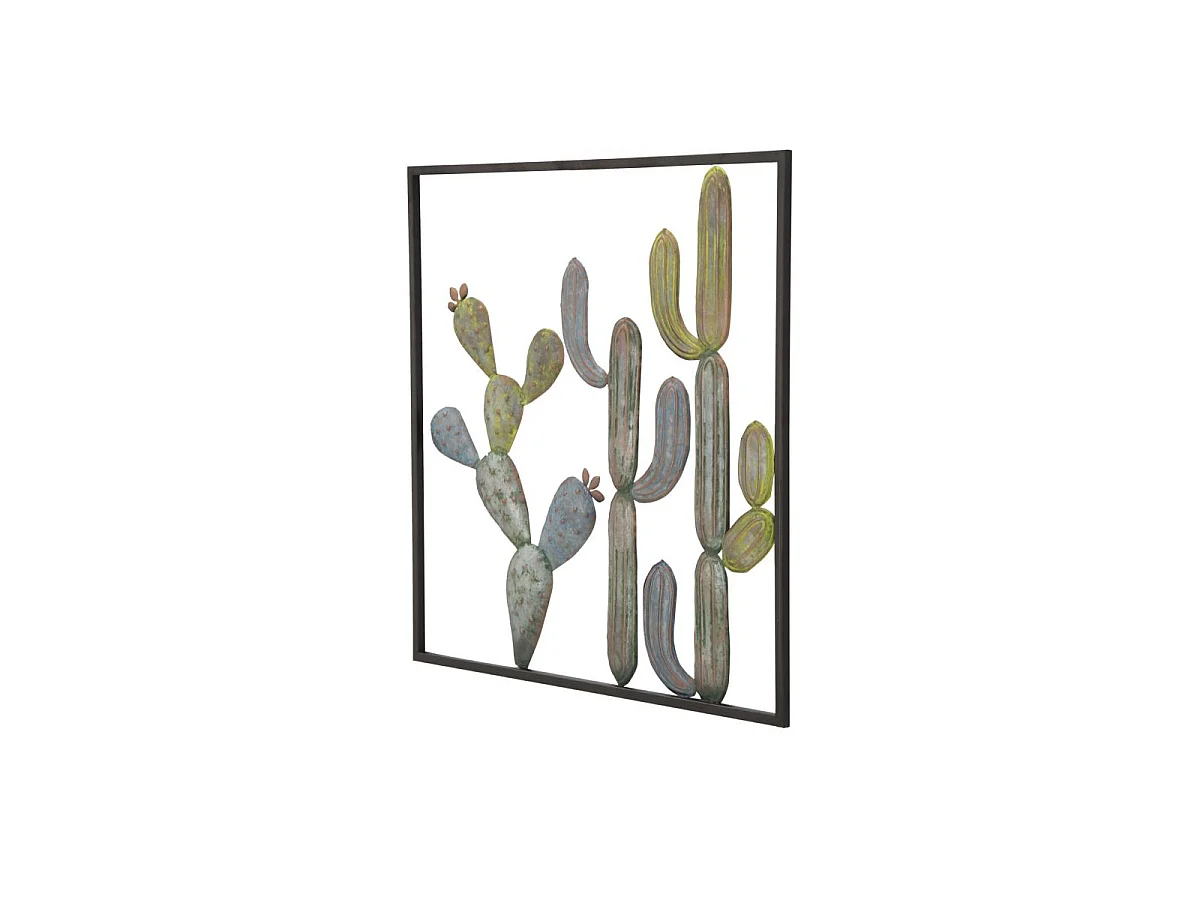 3D-Dekopaneel aus Metall mehrfarbig mit Kakteen 50x1,3x50 cm