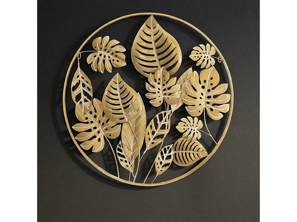 3D-Dekopaneel aus Metall goldfarben Ø 80x6,5 cm