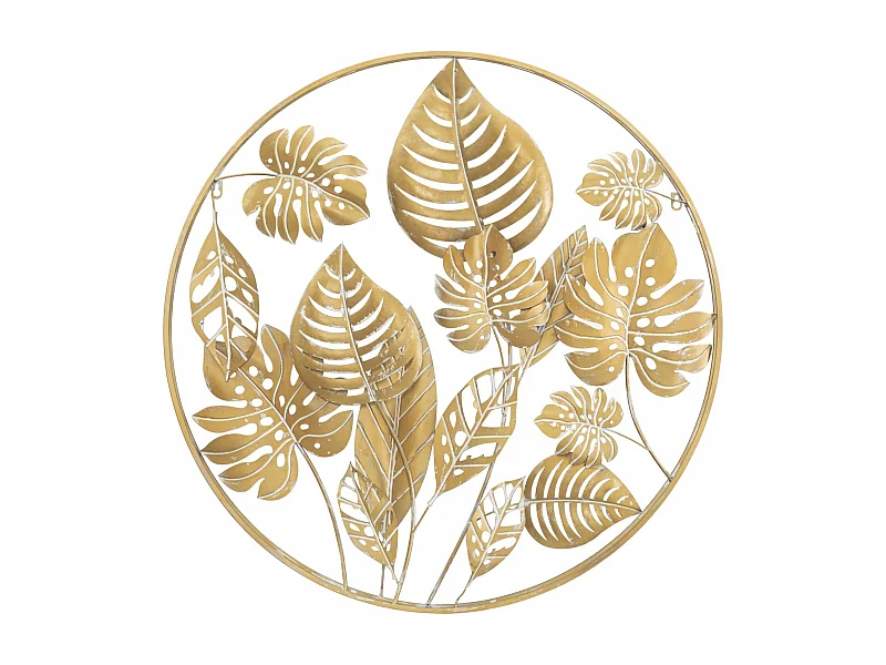Décoration Murale Ronde en Métal "Jungle" 80cm Or