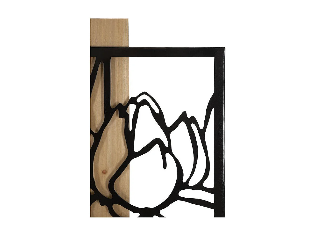 Décoration Murale Encadrée "Lotus" 90cm Noir & Naturel