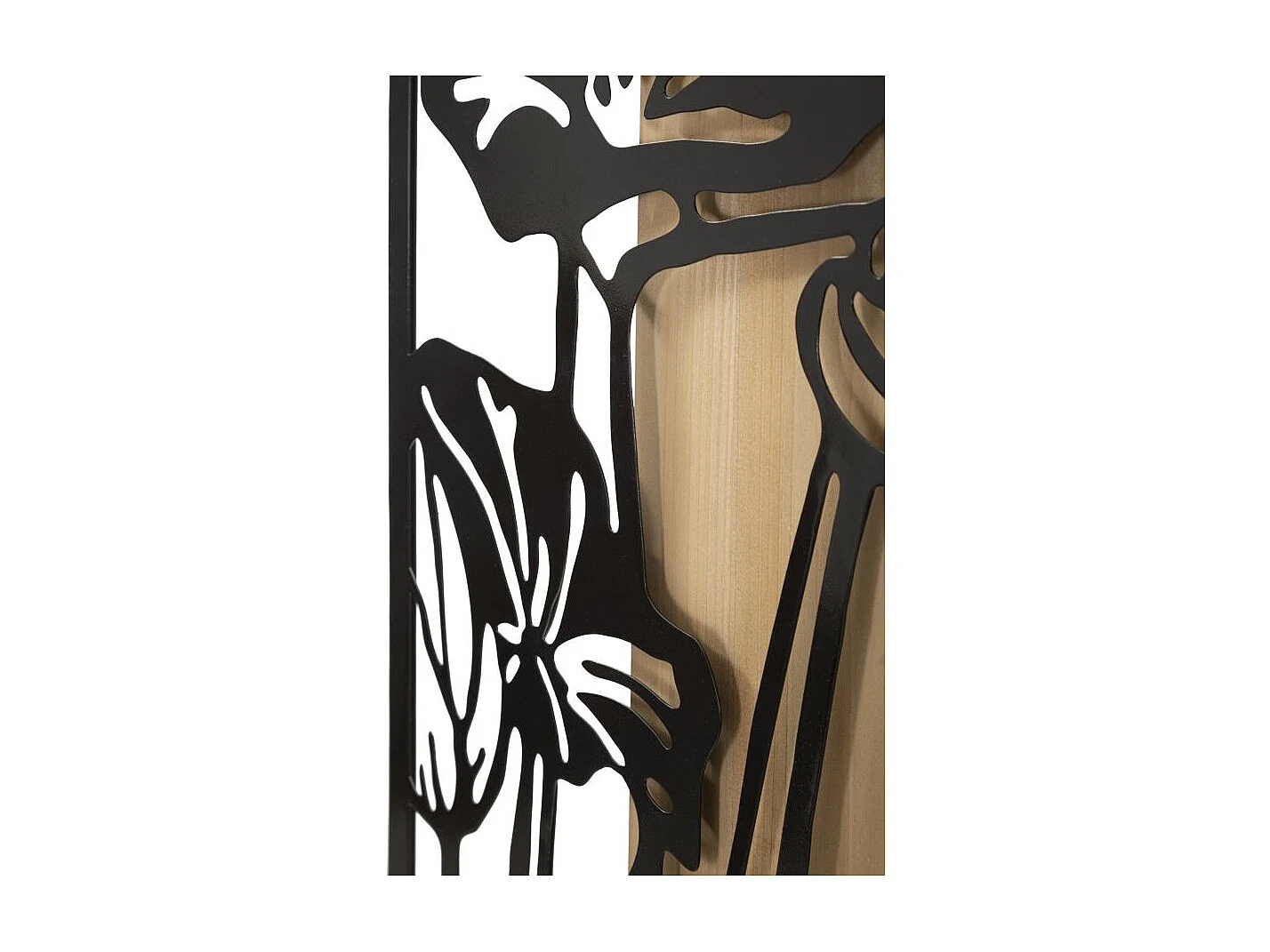 Décoration Murale Encadrée "Lotus" 90cm Noir & Naturel