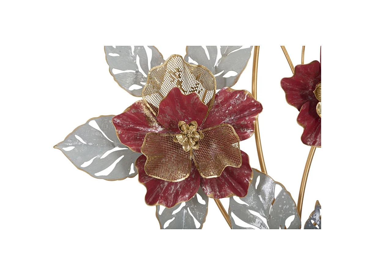 3D decoratief paneel met veelkleurige metalen bloemen, 68,6 x 7,6 x 98,4 cm