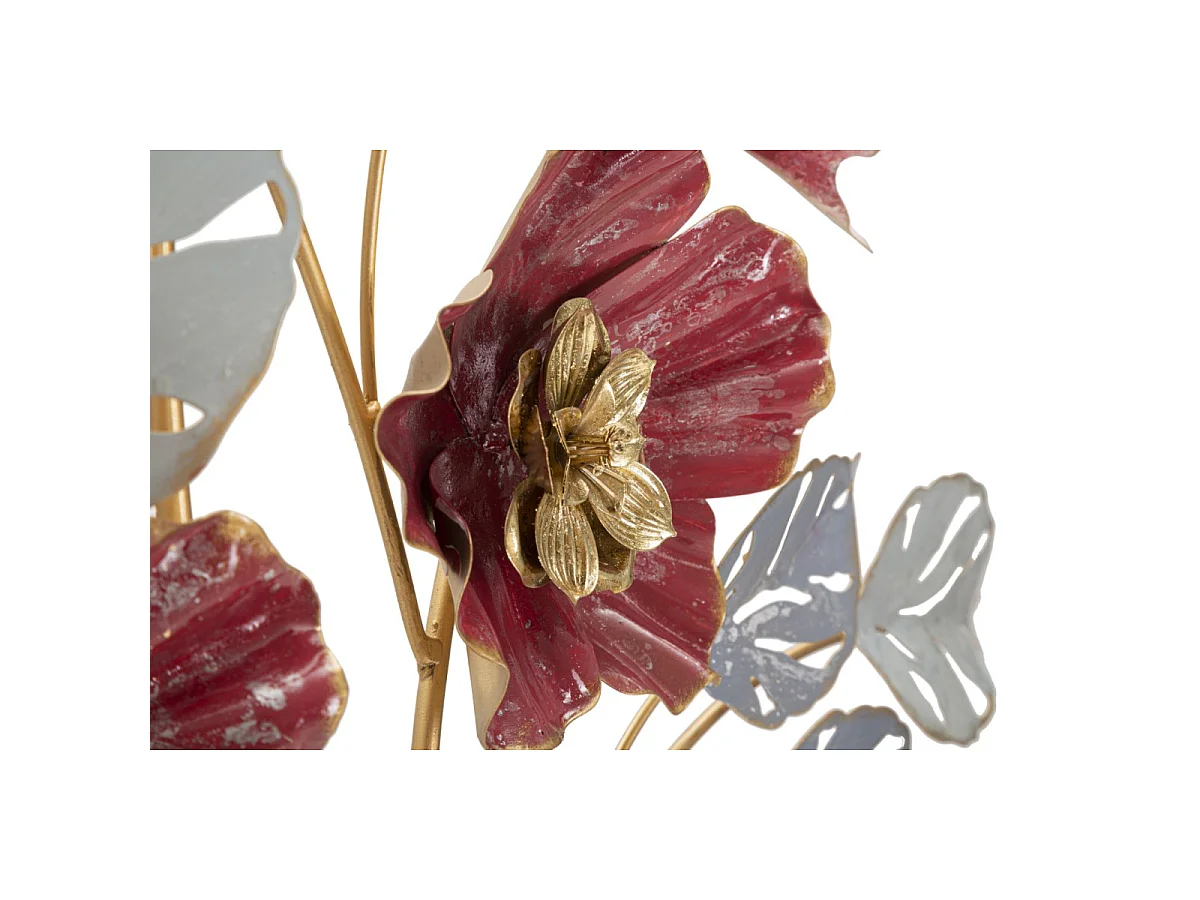3D decoratief paneel met veelkleurige metalen bloemen, 68,6 x 7,6 x 98,4 cm