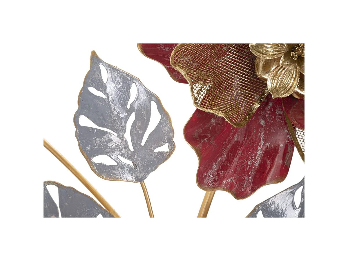 3D decoratief paneel met veelkleurige metalen bloemen, 68,6 x 7,6 x 98,4 cm