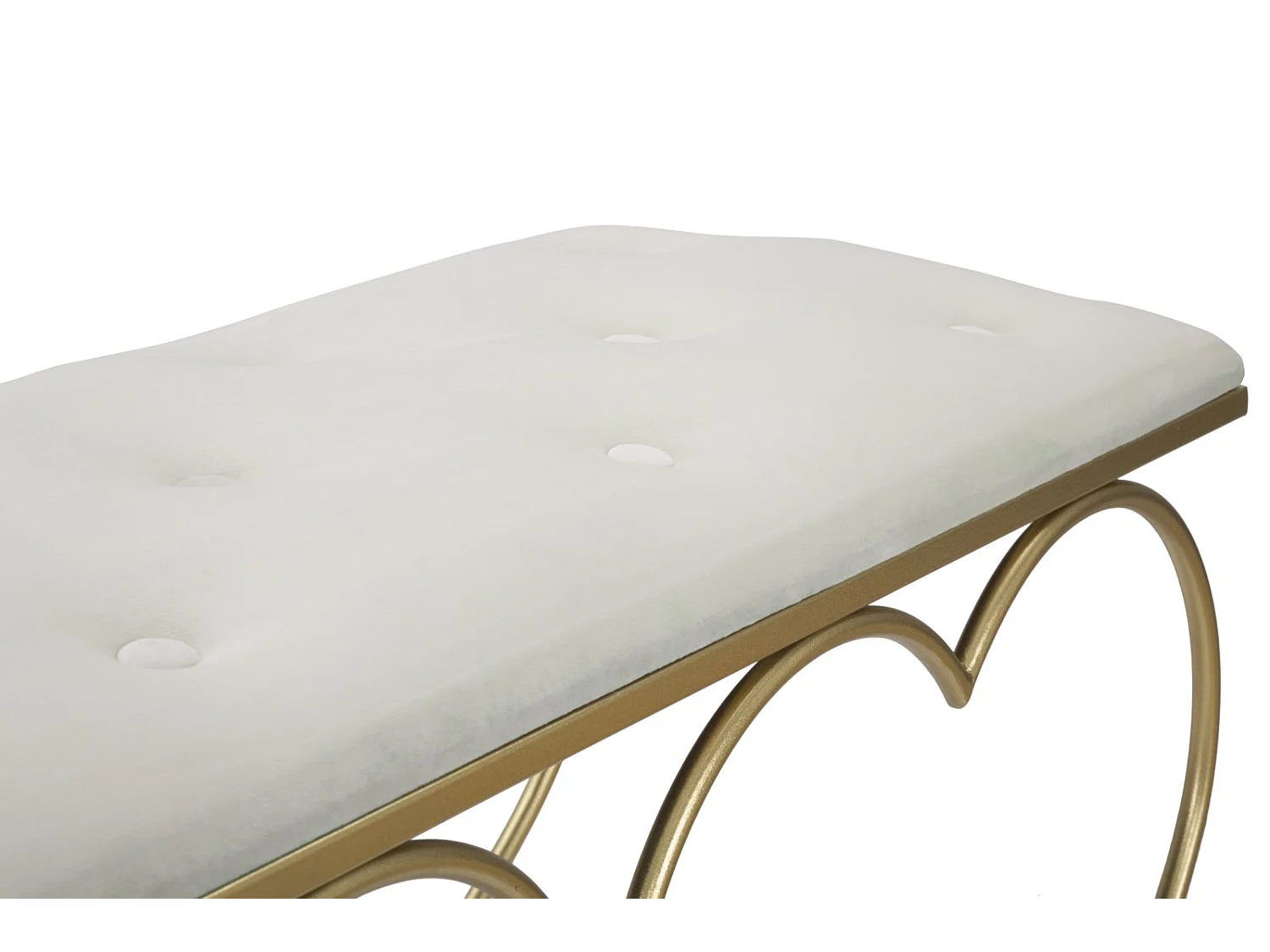 Panca a forma di cuori in tessuto beige cm 105x37,5x51,5