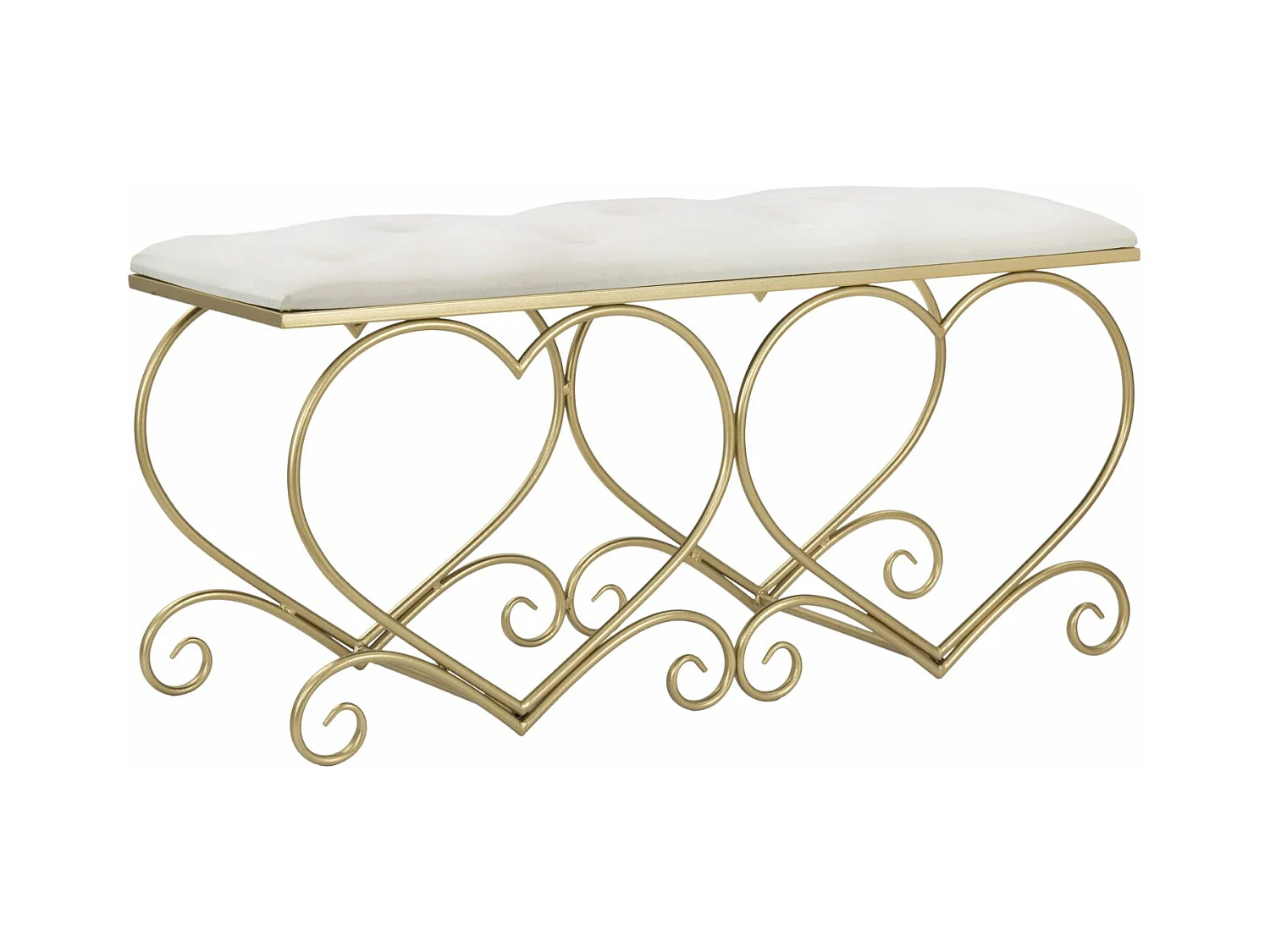 Banquette forme coeur en tissu beige 105x37,5x51,5 cm