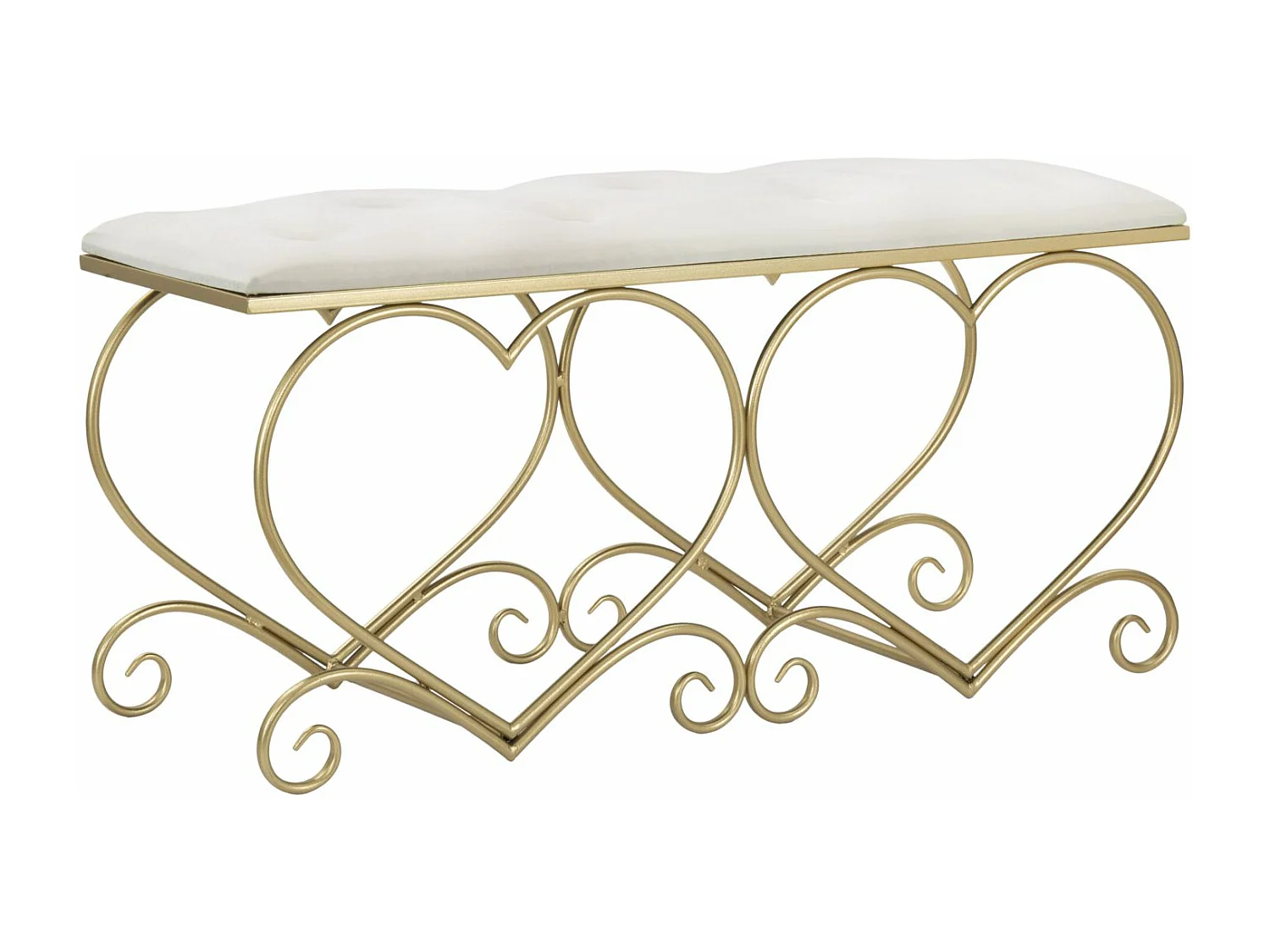 Banc Design "Heart" 105cm Crème & Or