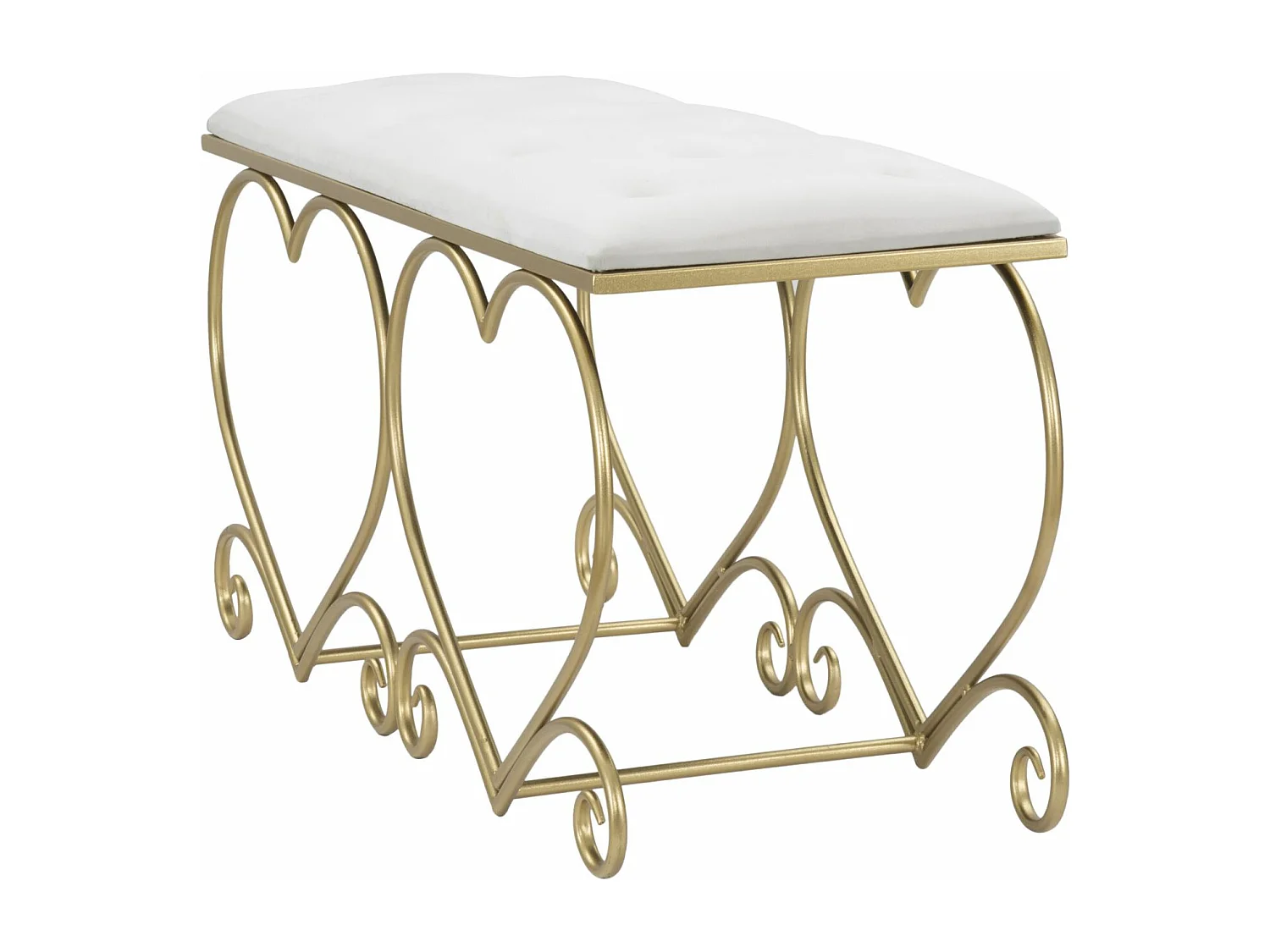 Banc Design "Heart" 105cm Crème & Or